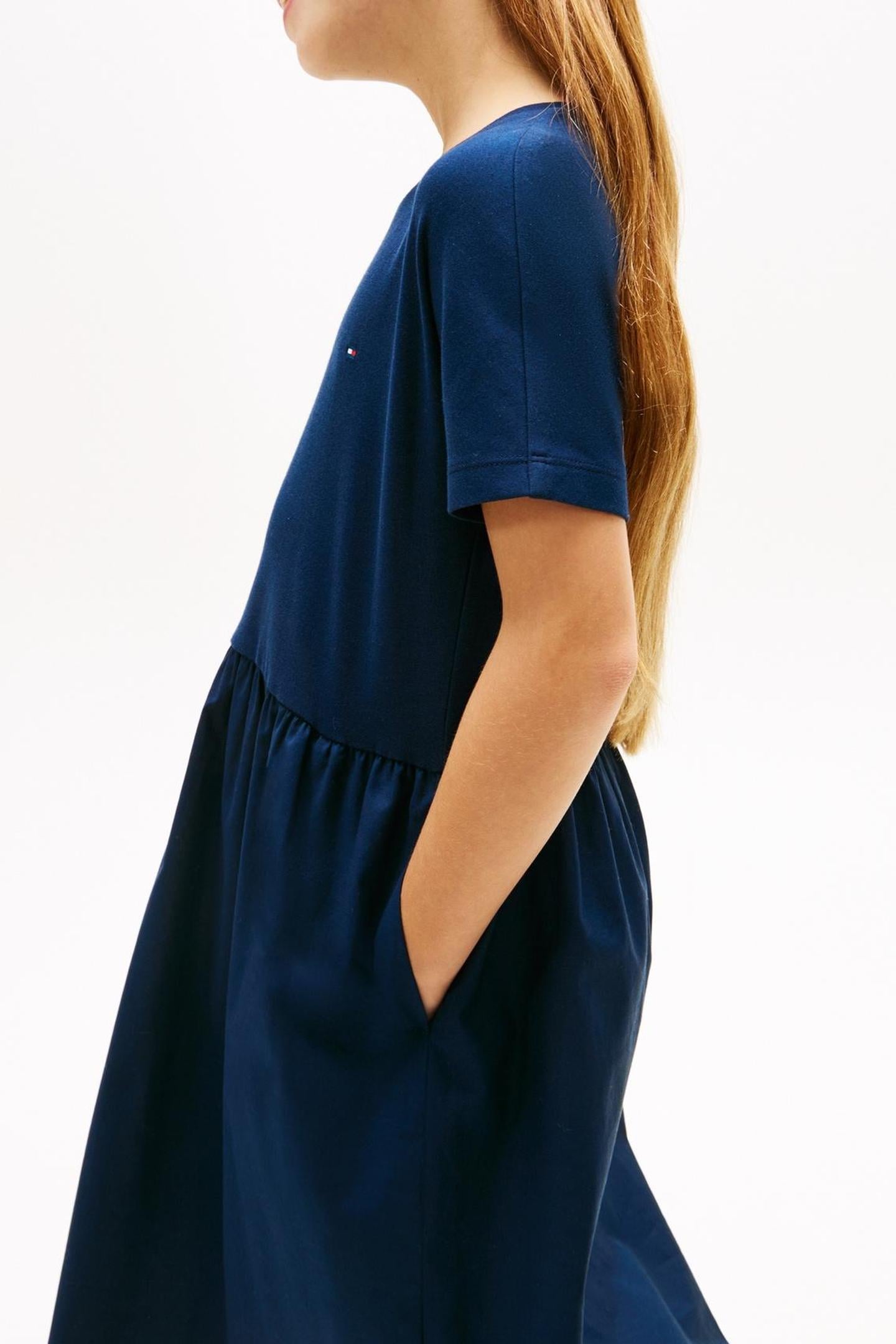 GIRLS MIX MEDIA DRESS SS DARK NIGHT NAVY 4