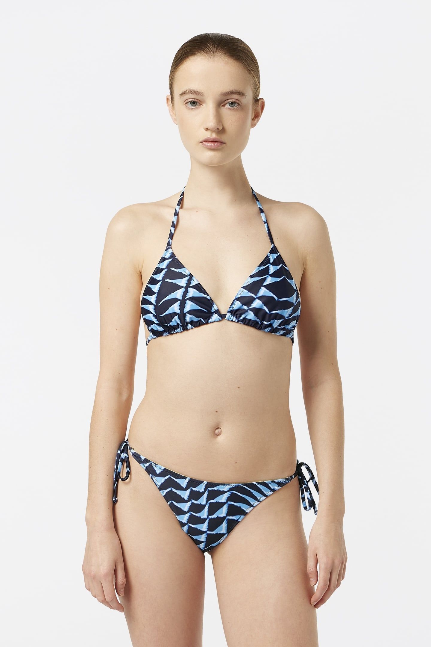 REVERSIBLE PRINTED BIKINI TOP HOUSE OF MIRRORS BLUE 3