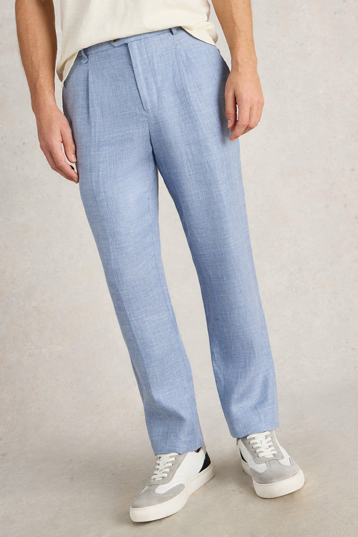 LINEN TROUSER MID BLUE 1