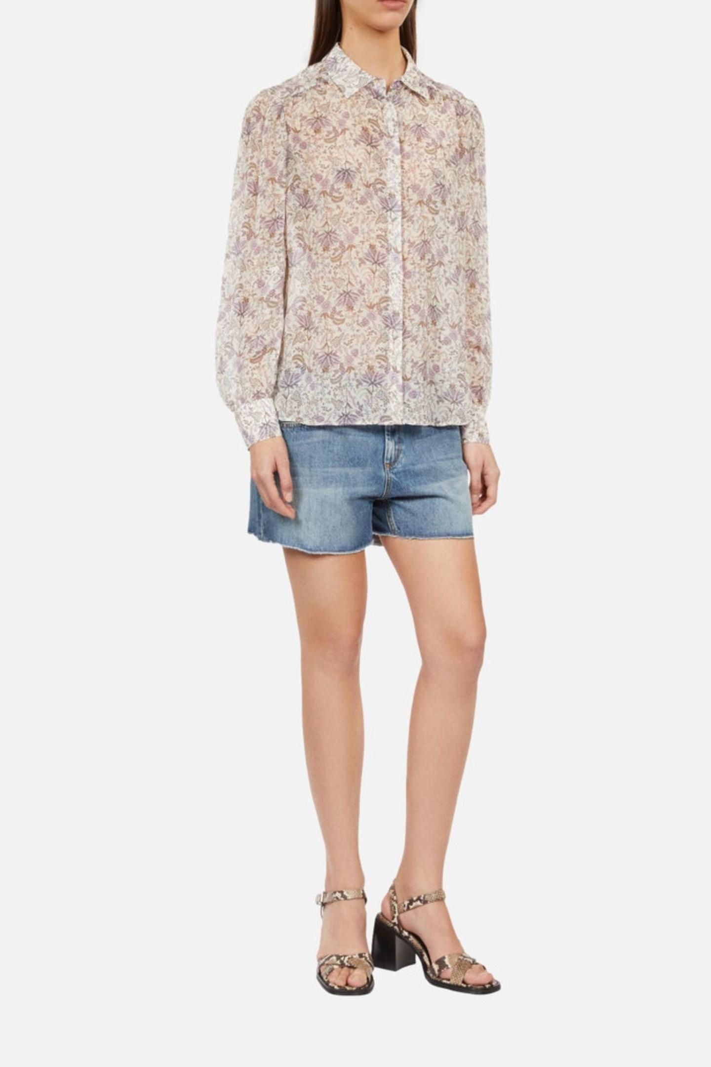 LONG-SLEEVED SHIRT WITH CLASSIC COLLAR ECRU/MAUVECHALK 1