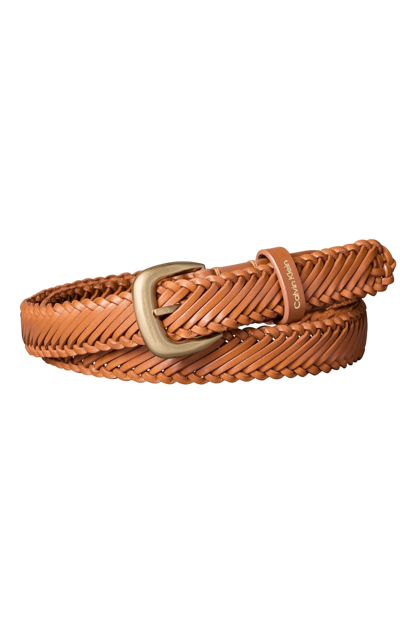 BRAIDED LOGO BUCKLE BELT ARGAN OIL/ANTIQUE LIGHT GOLD 1