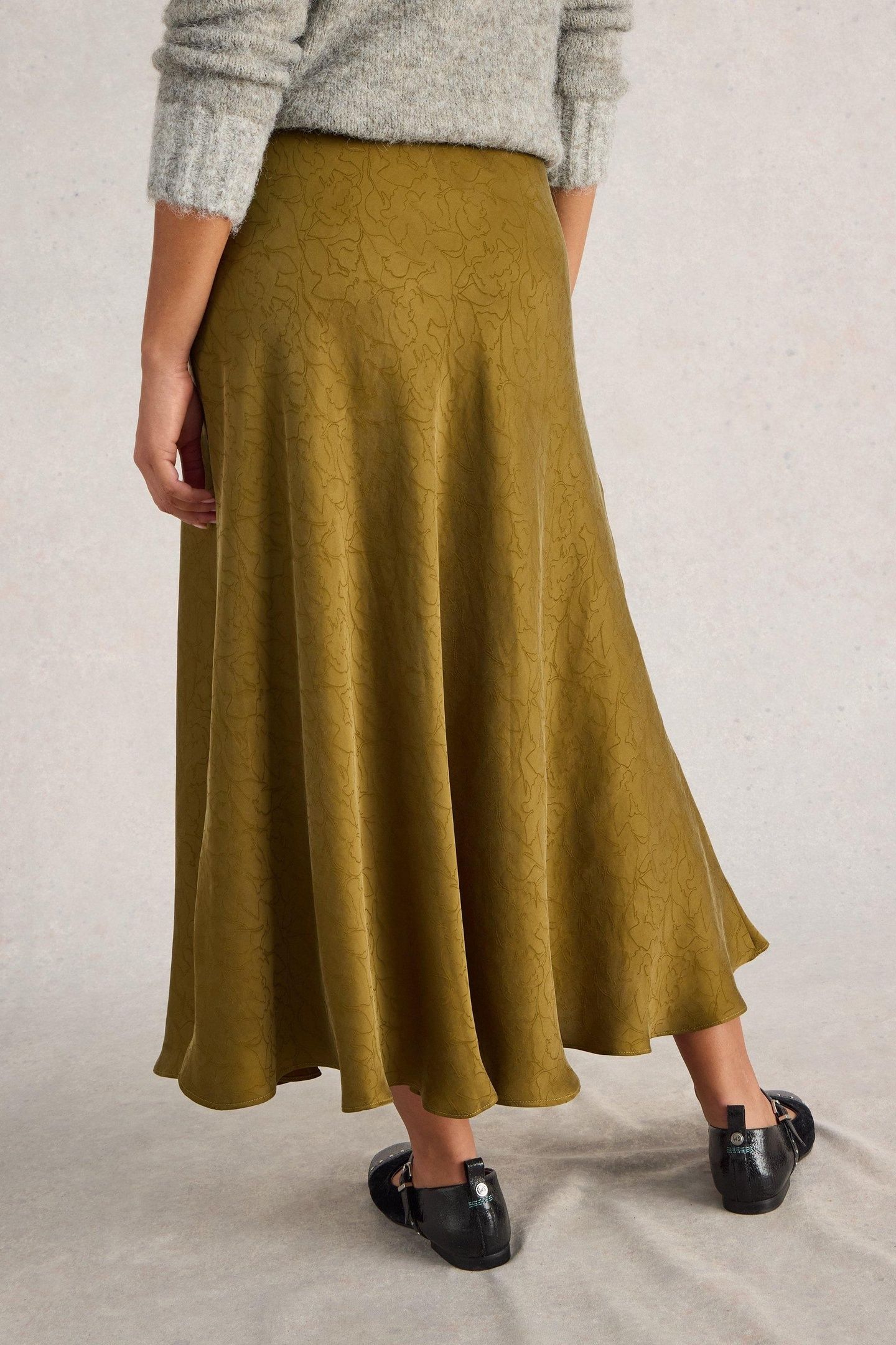 DARCY BIAS CUT SKIRT KHAKI GREEN 3
