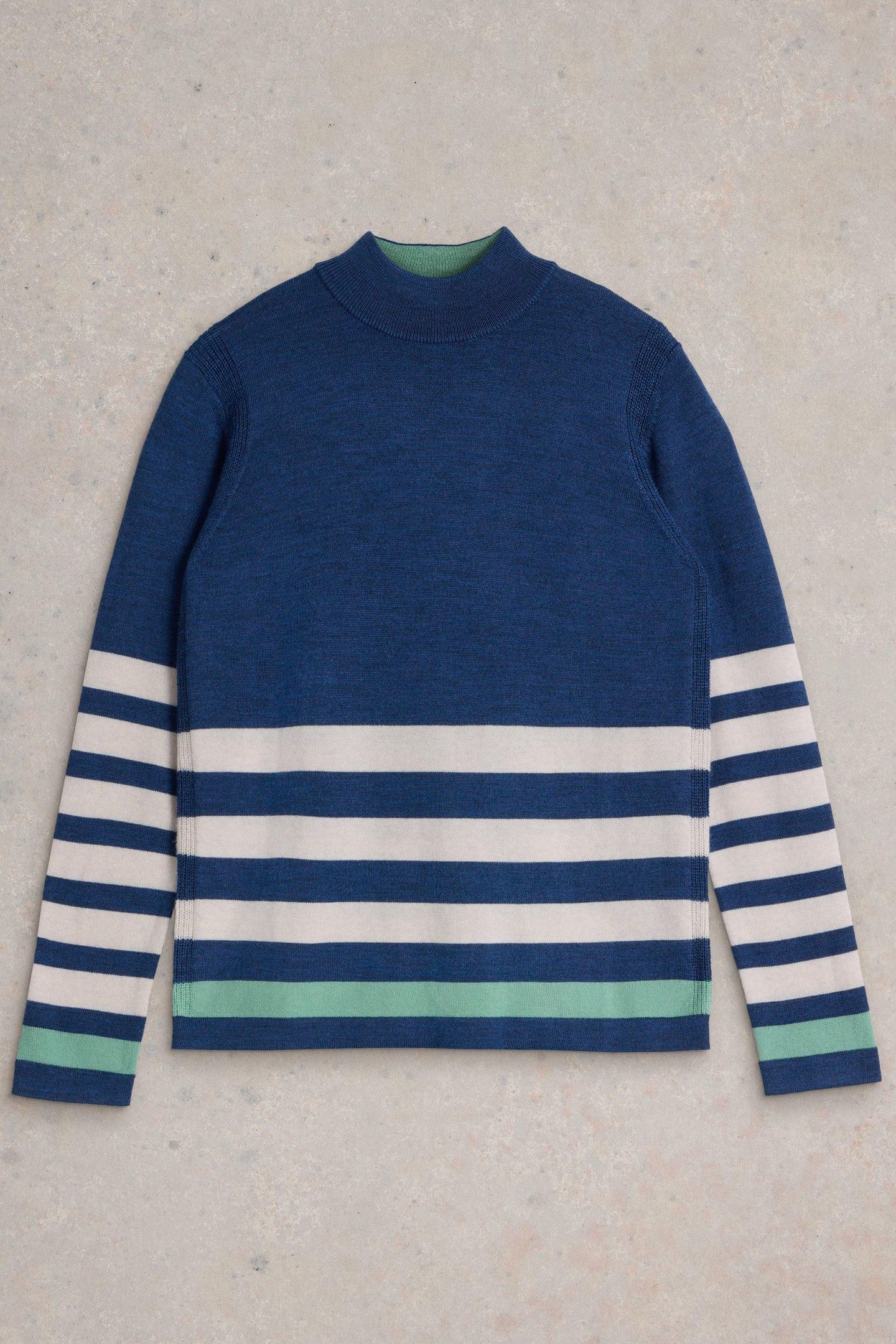 ROLL NECK MERINO JUMPER BLUE MULTI 4