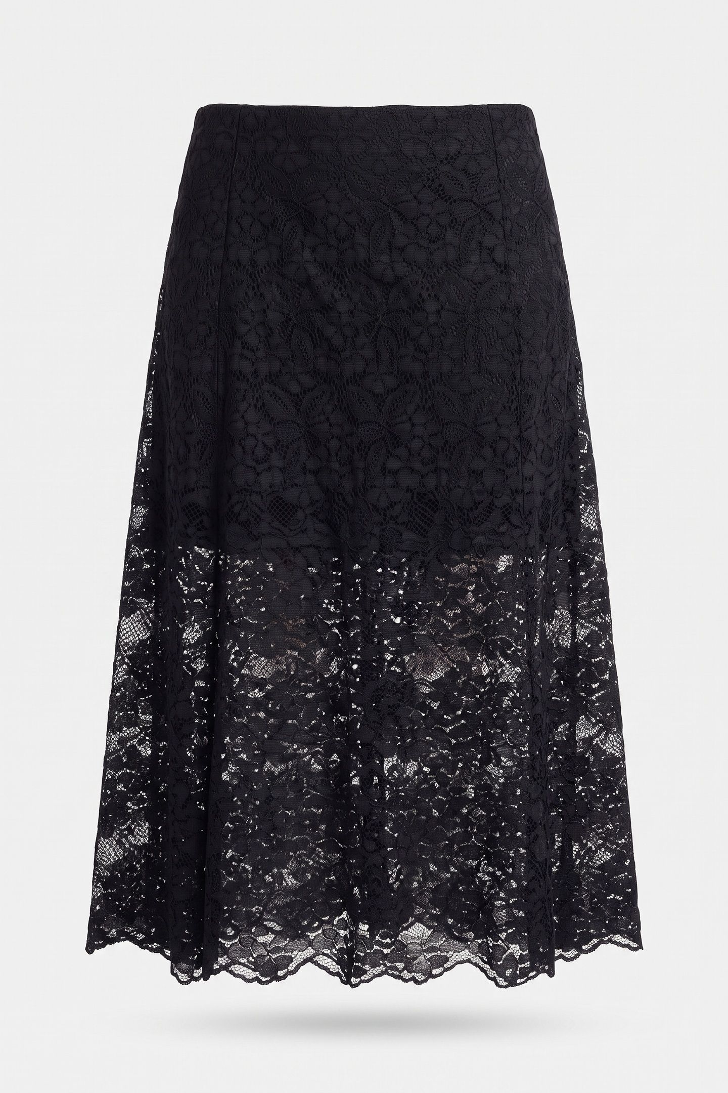 LONG STRETCH LACE SKIRT BLACK 3