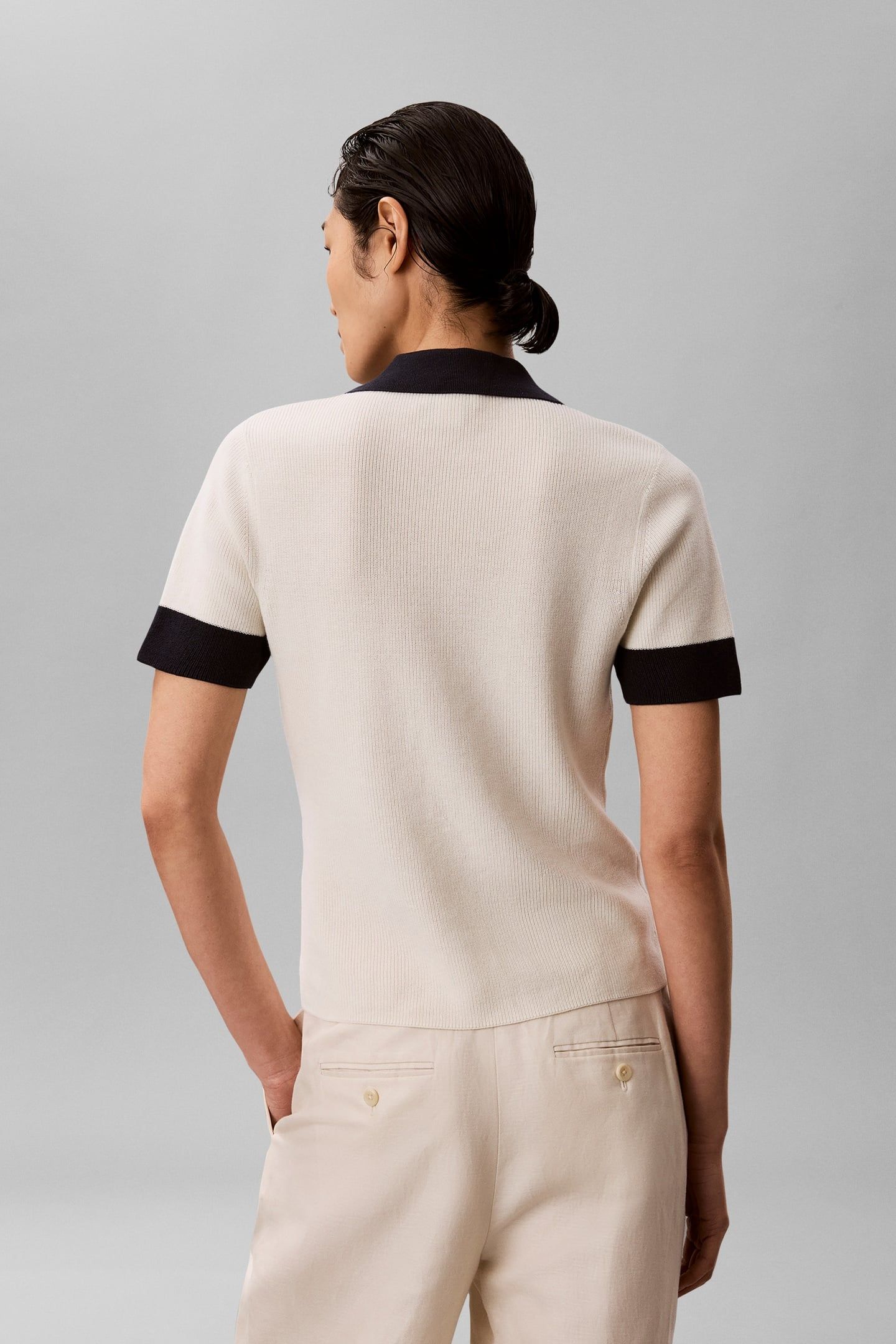 WOVEN LABEL SHORT SLEEVE POLO TOFU 2