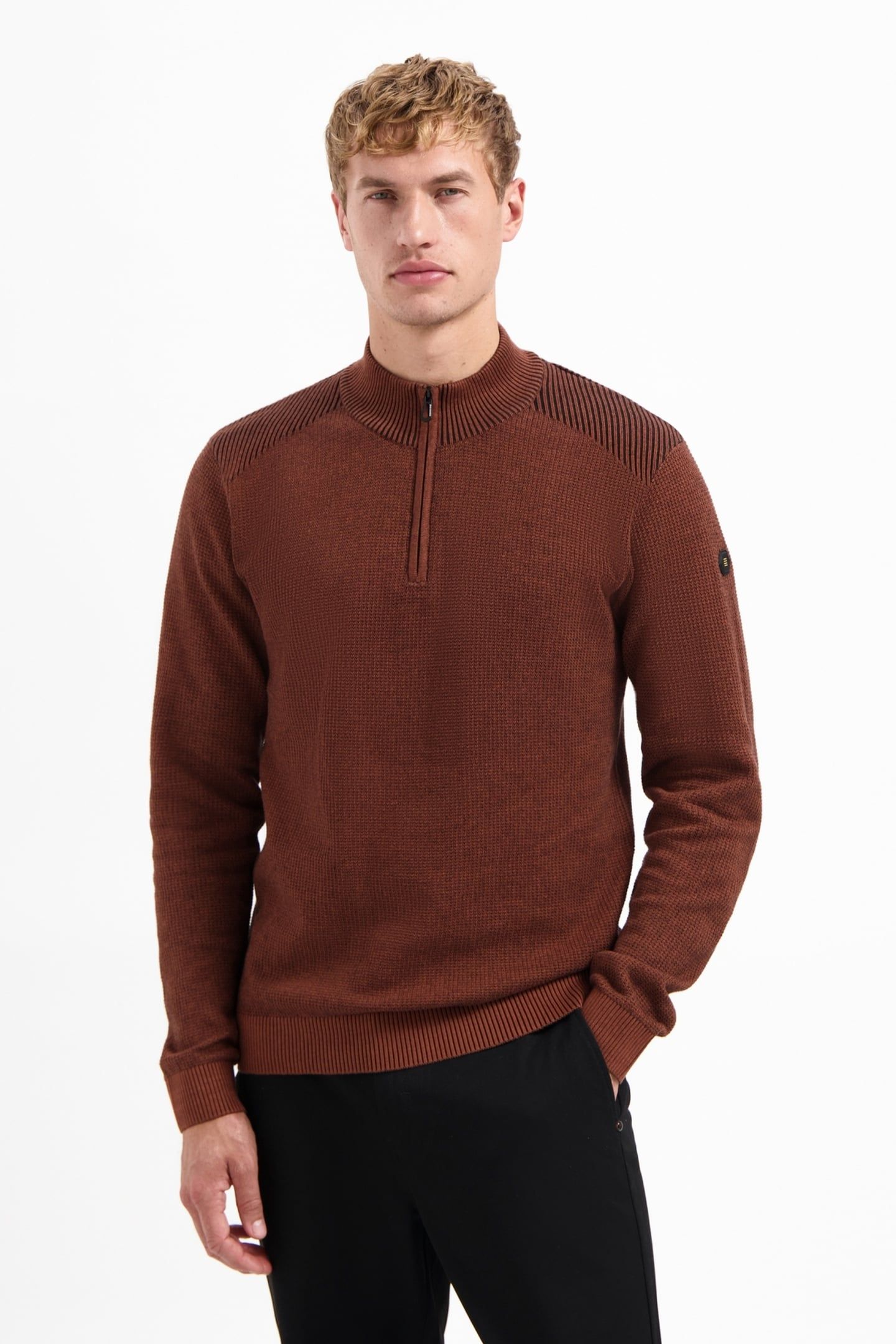 PULLOVER HALF ZIP PLATED STRUCTURE KNIT TERRA 1