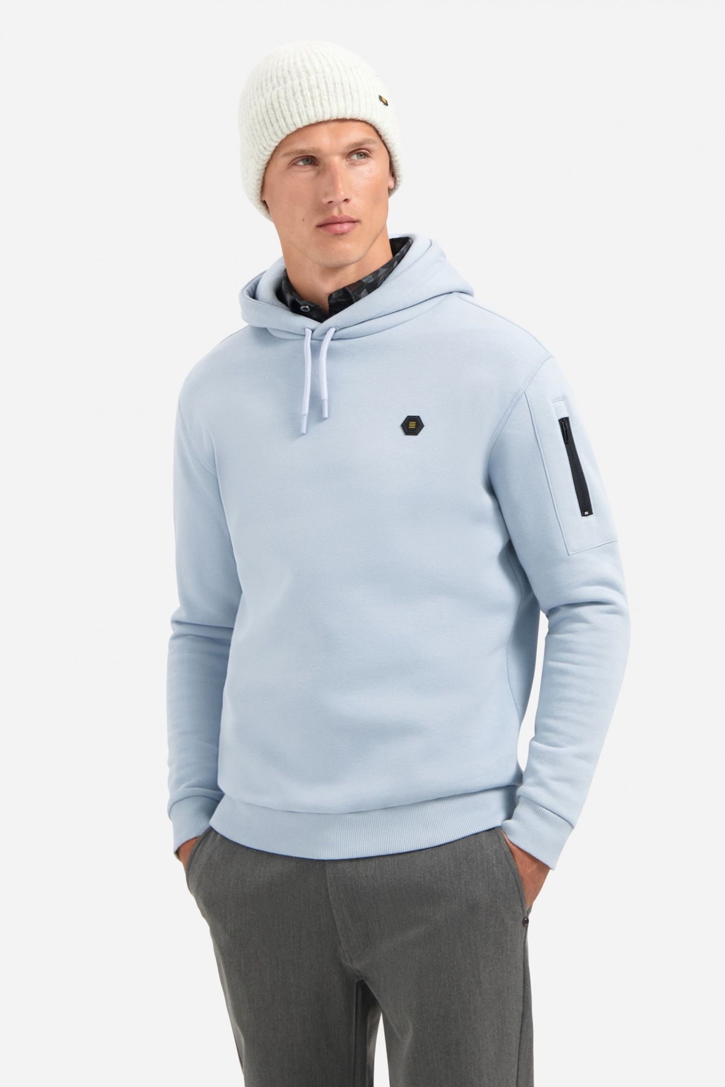 SWEATER HOODED BRUSHED DUSTY BLUE 2