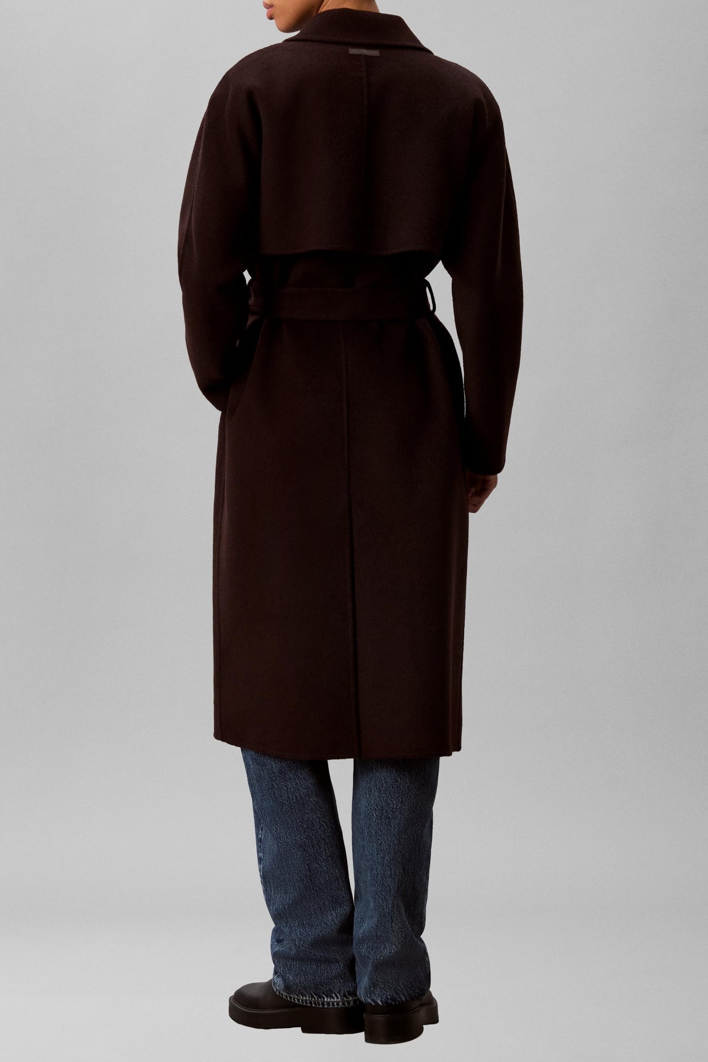 CLASSIC DOUBLE-FACE WOOL WRAP COAT DARK BROWN 3