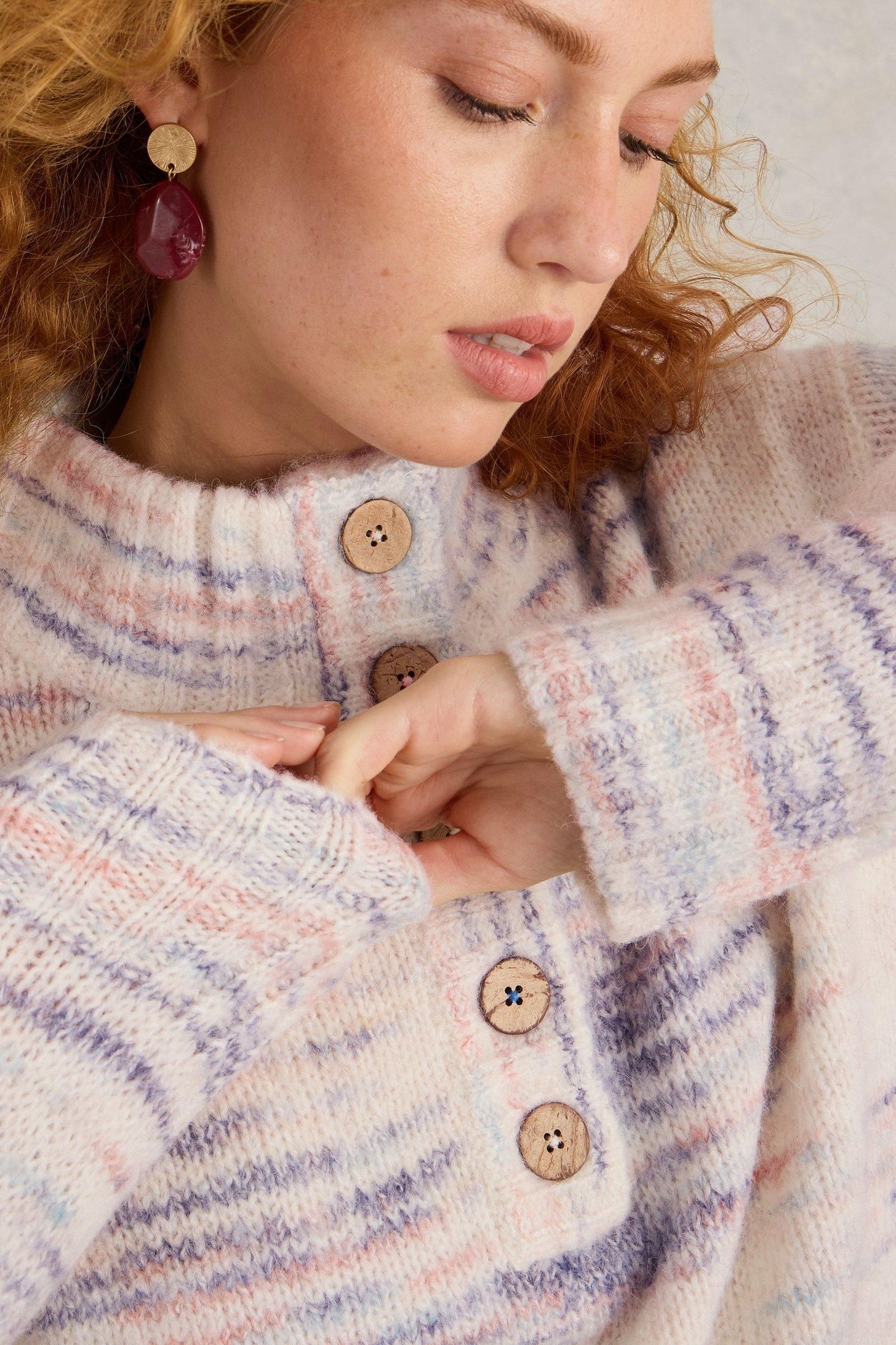 BELLA BUTTON JUMPER IVORY MULTI 4