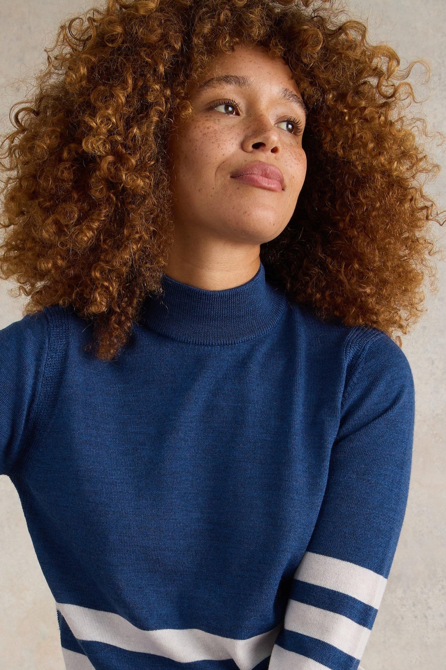 ROLL NECK MERINO JUMPER BLUE MULTI 7
