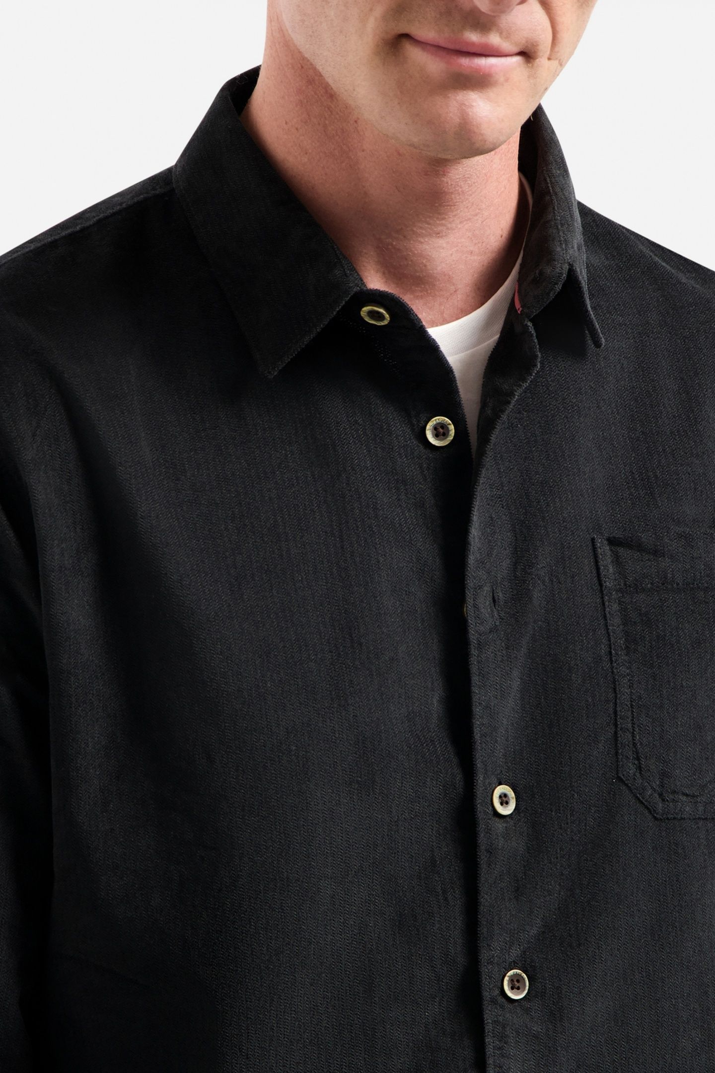 SHIRT SOLID FINE HERRINGBONE BLACK 7