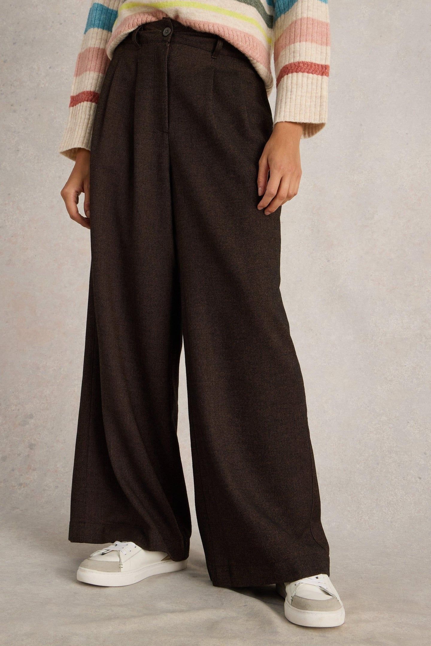 SASHA TWEEDY WIDE LEG TROUSER BROWN MULTI 2