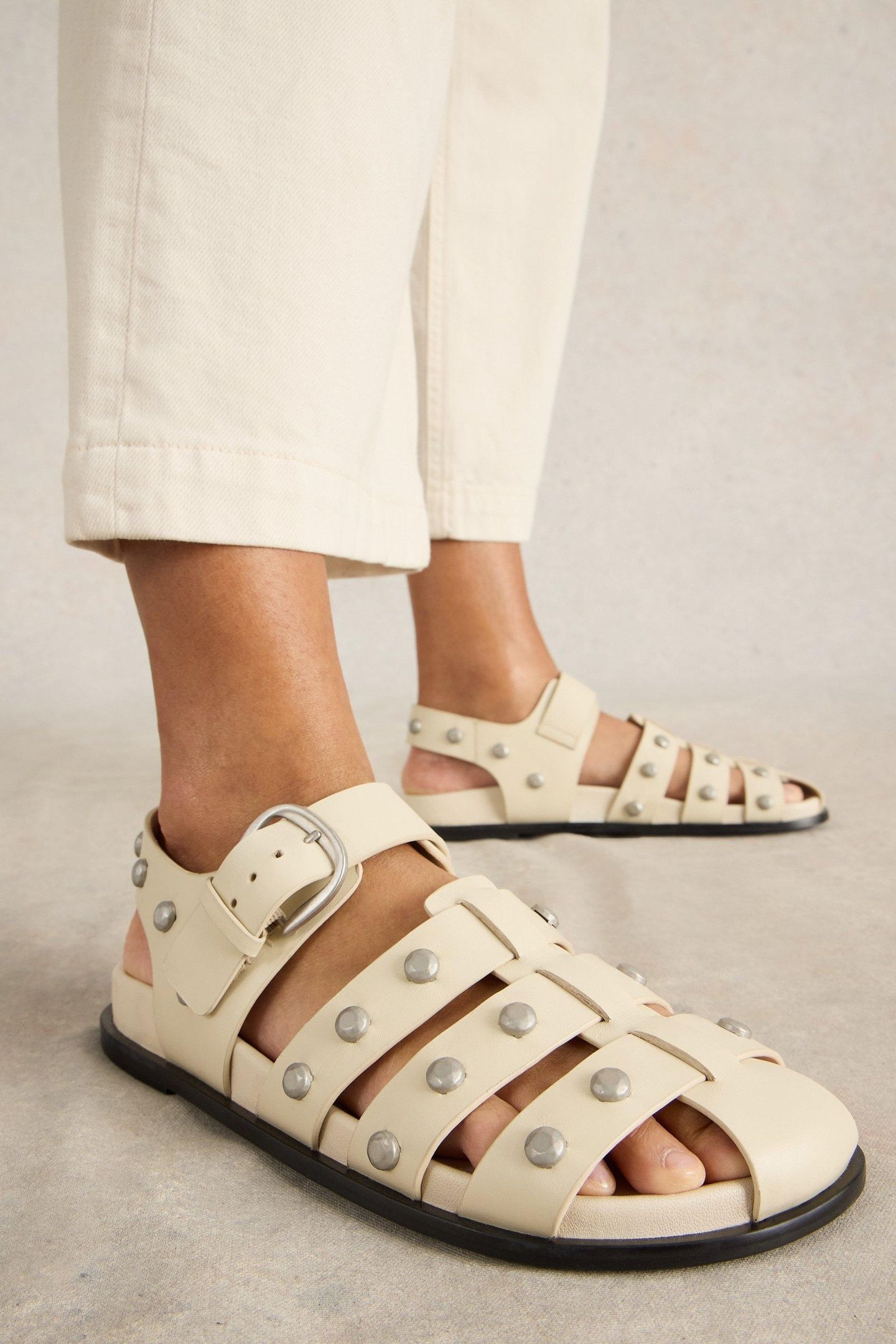 HELENA STUDDED FISHERMAN PALE IVORY 3