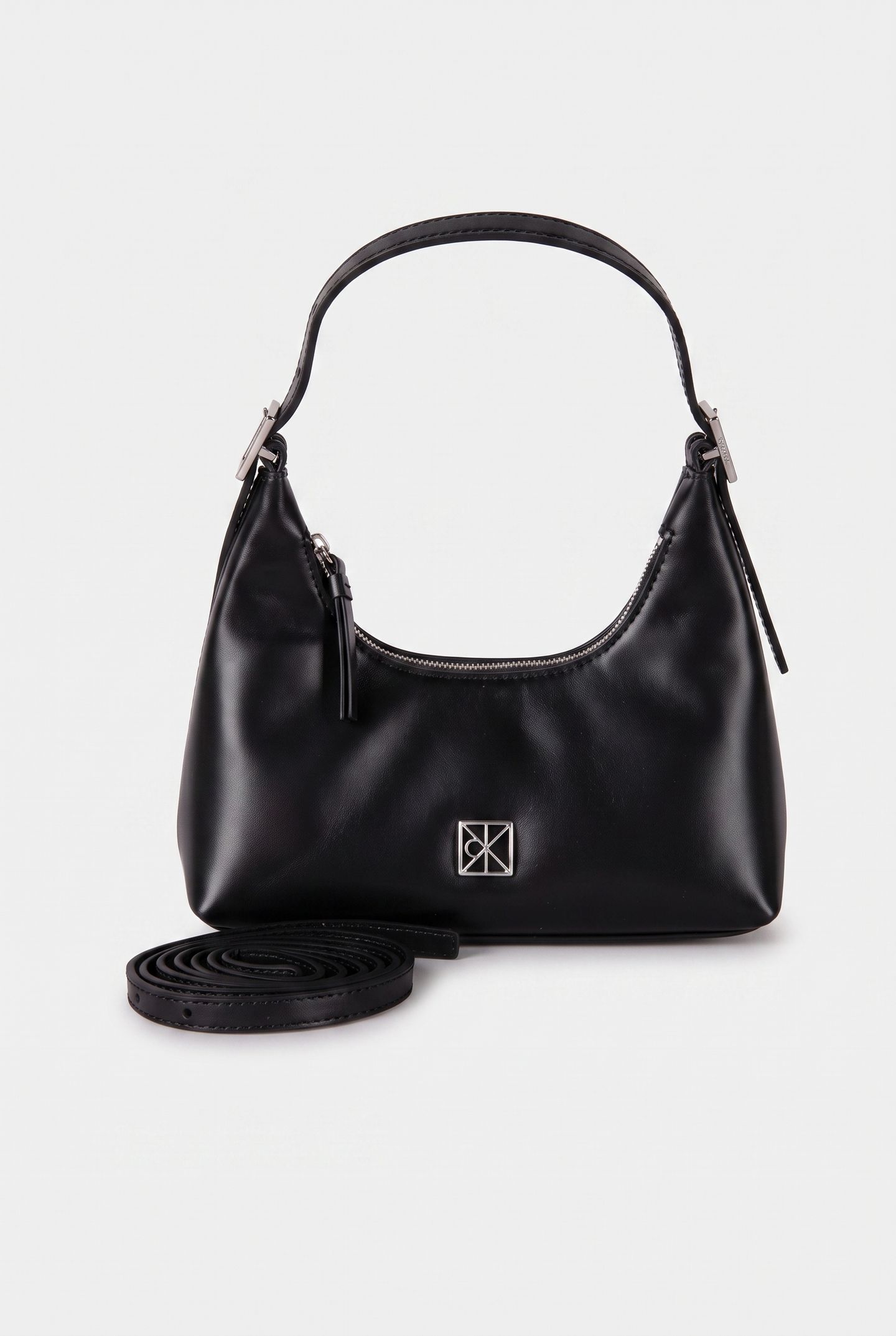 EMBLEM LEATHER MINI SHOULDER BAG BLACK 1