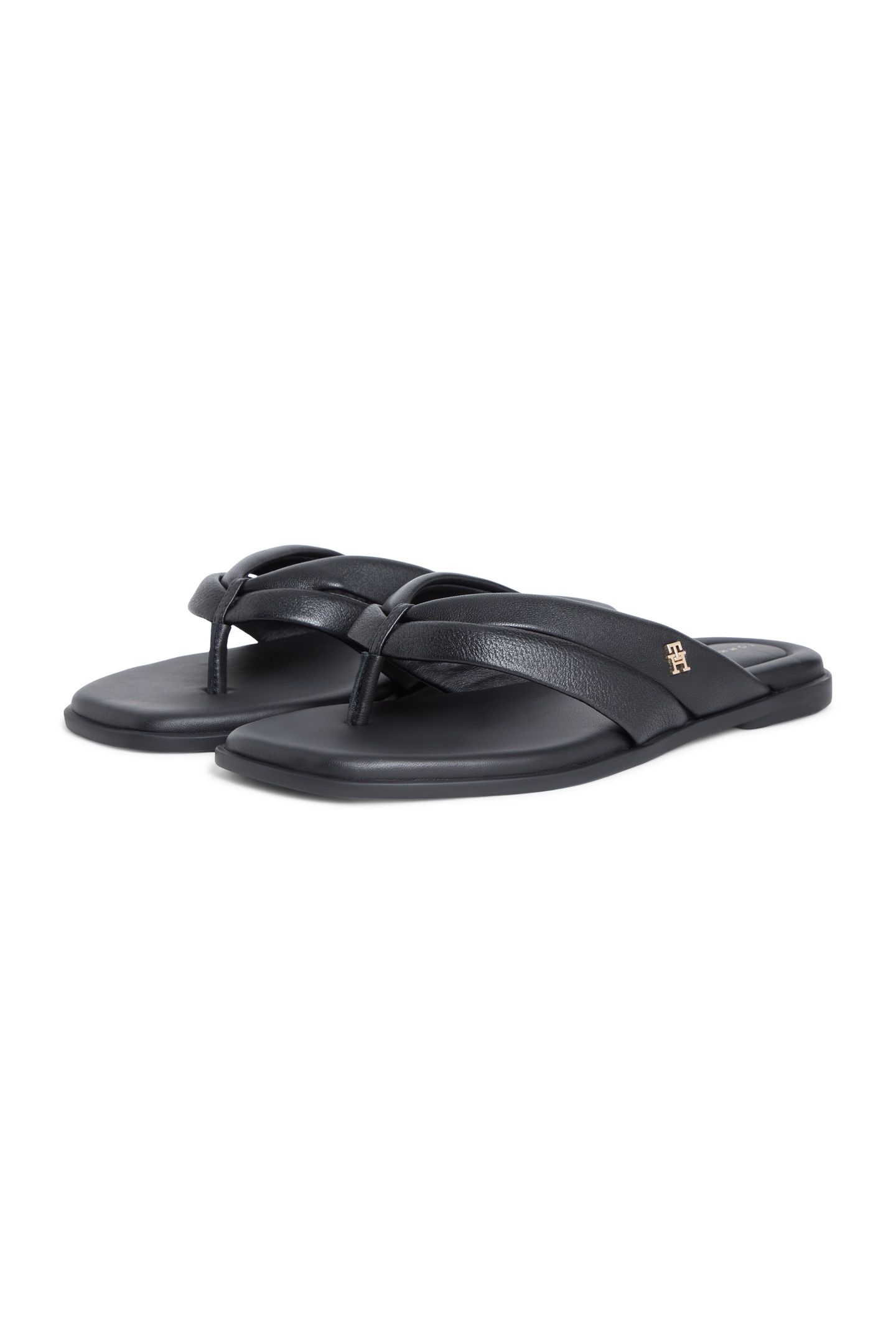ELEVATED TOE POST FLAT SANDALS BLACK 3