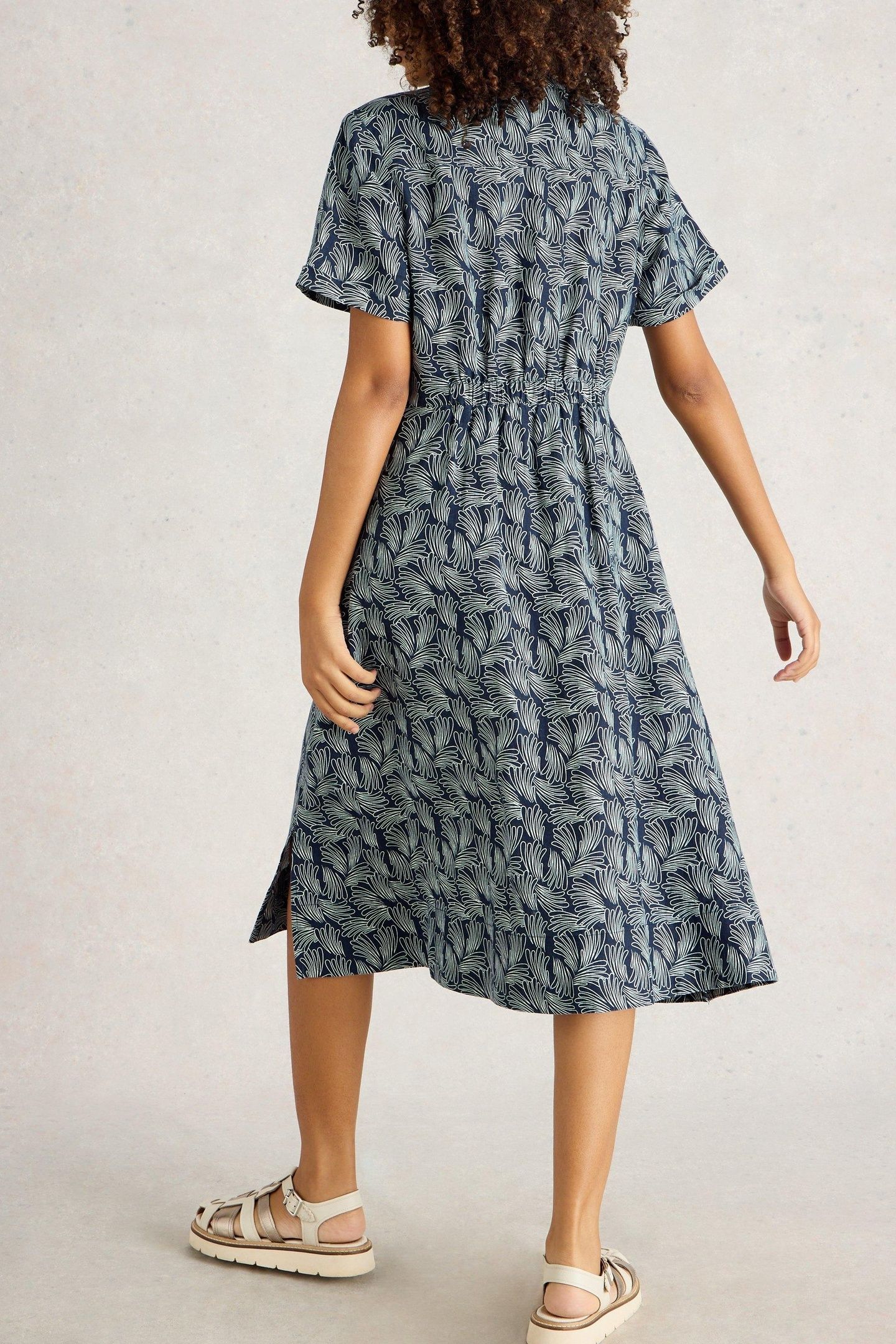IRIS LINEN DRESS NAVY PRINT 3