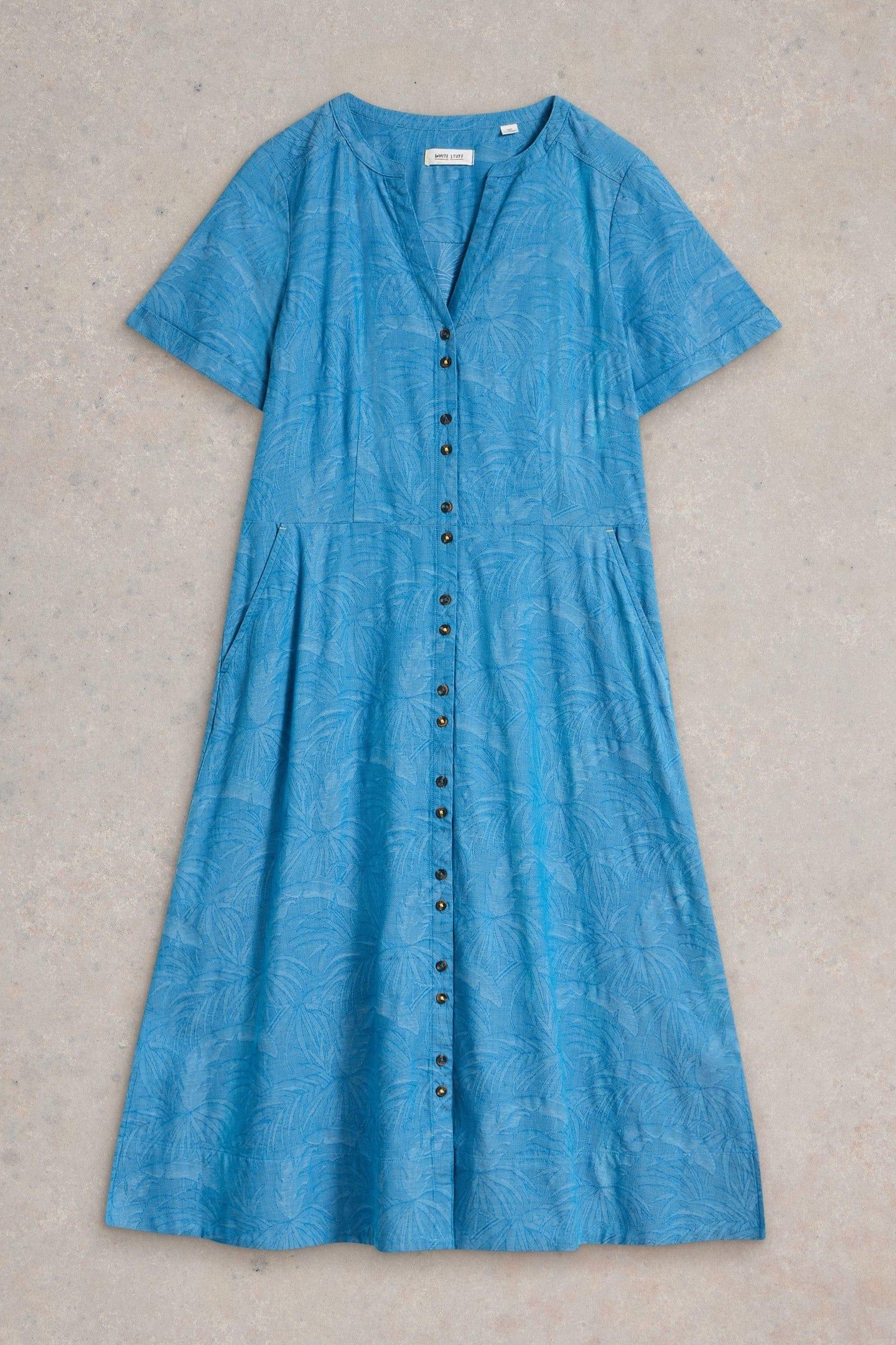 IRIS COTTON JACQUARD DRESS CHAMBRAY BLUE 3