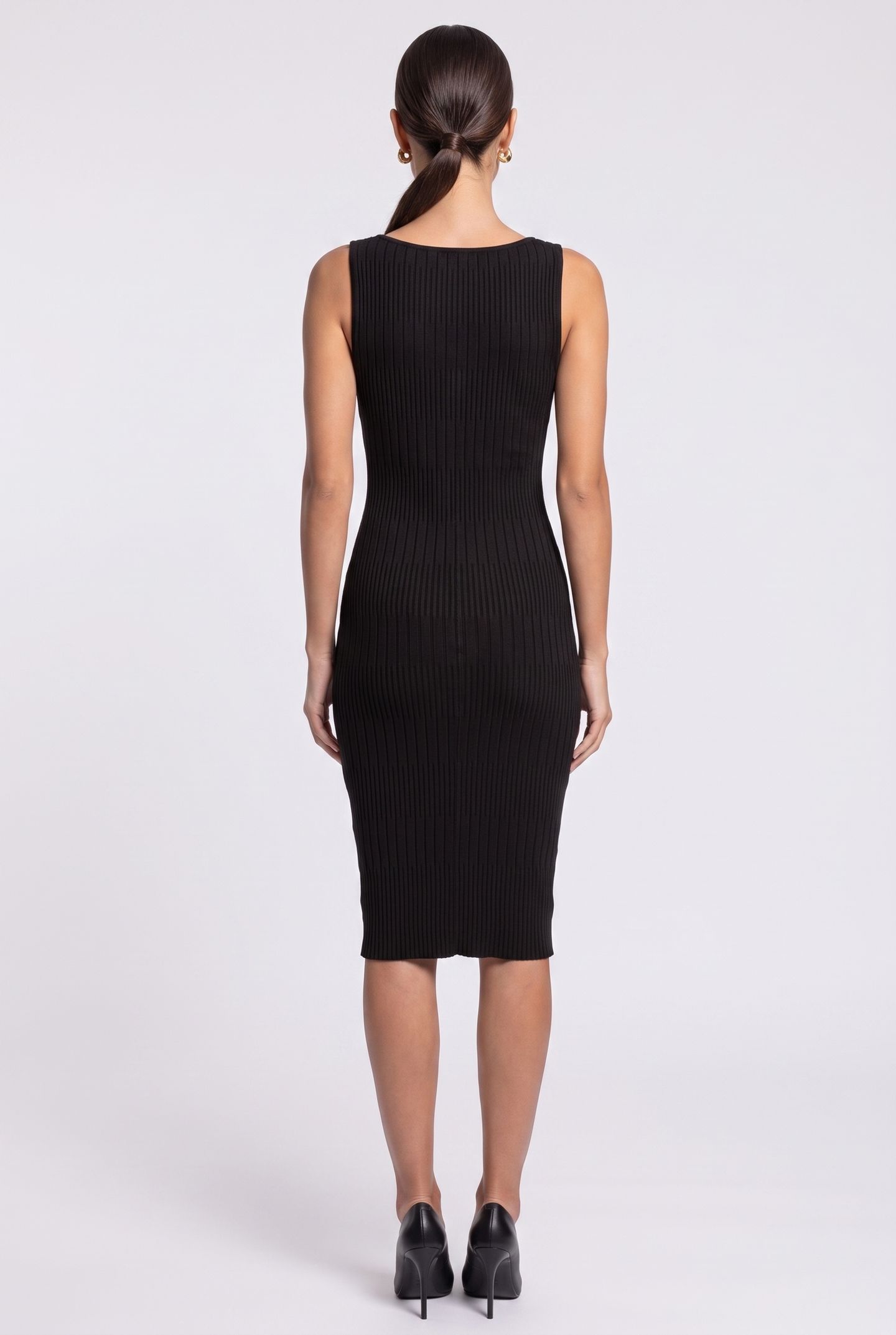 JANET RIBBED SL DRESS JET BLACK A996 2