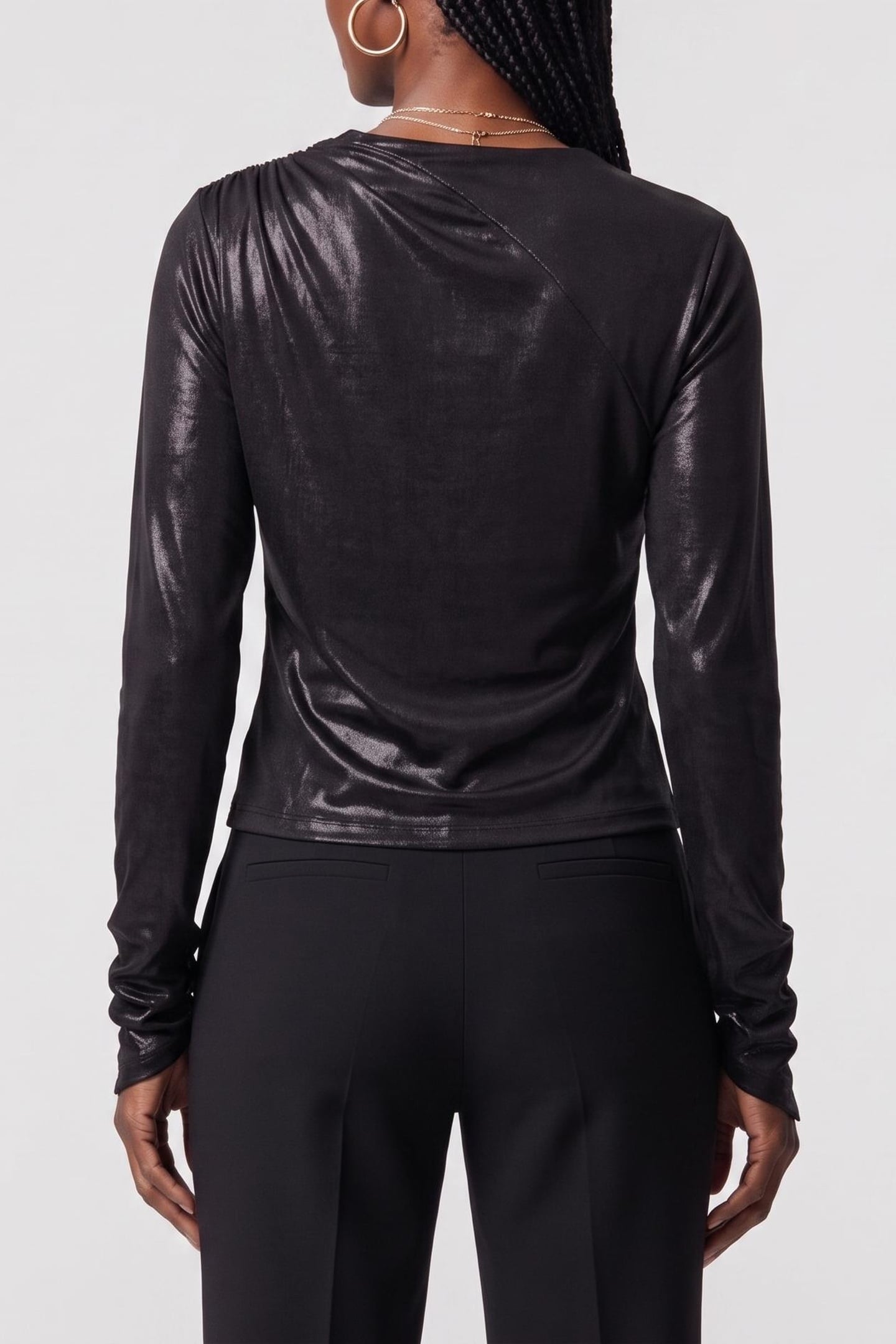 PETRA ONESHOULDER DR SHINY BLACK 2