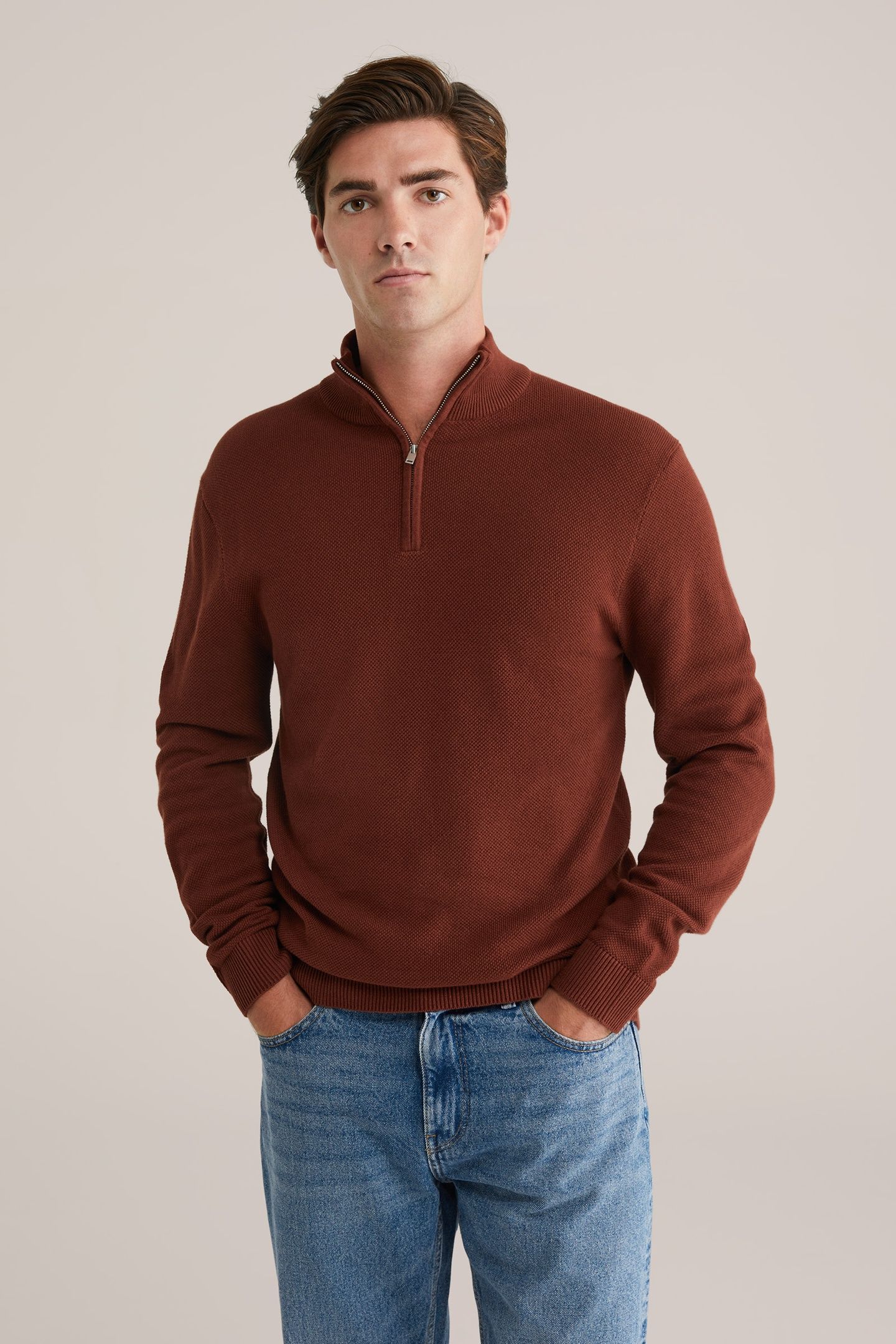 HALFWAY ZIPPER RUST BROWN 1
