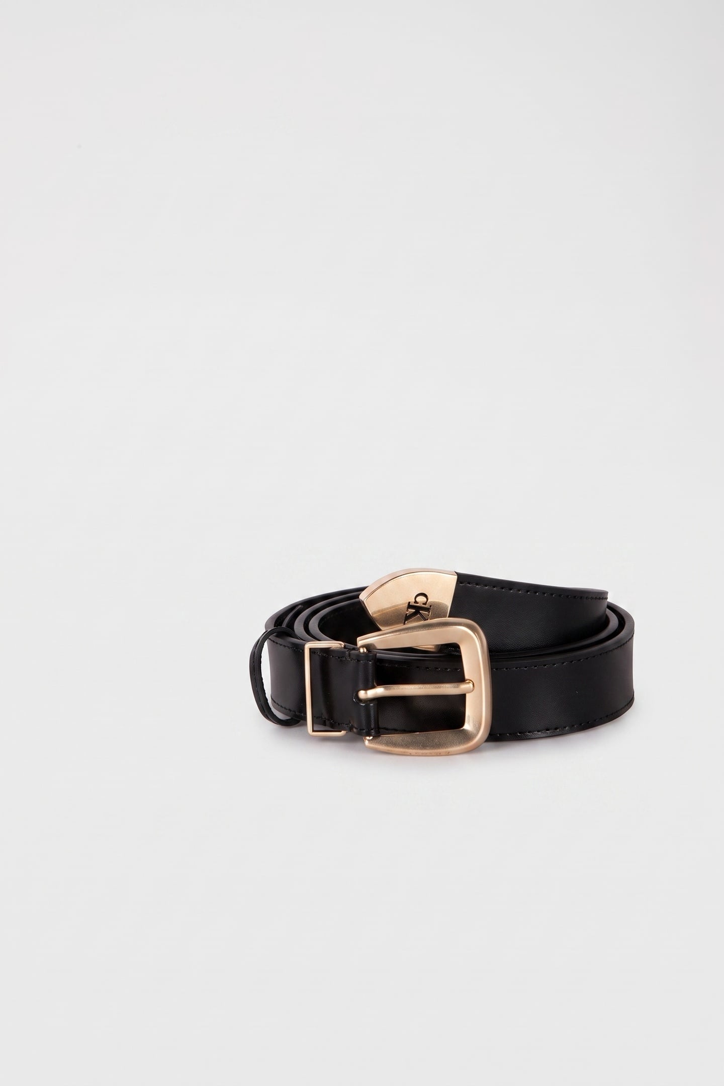 HARDWARE END TIP BUCKLE BELT BLACK/ANTIQUE LIGHT GOLD 1