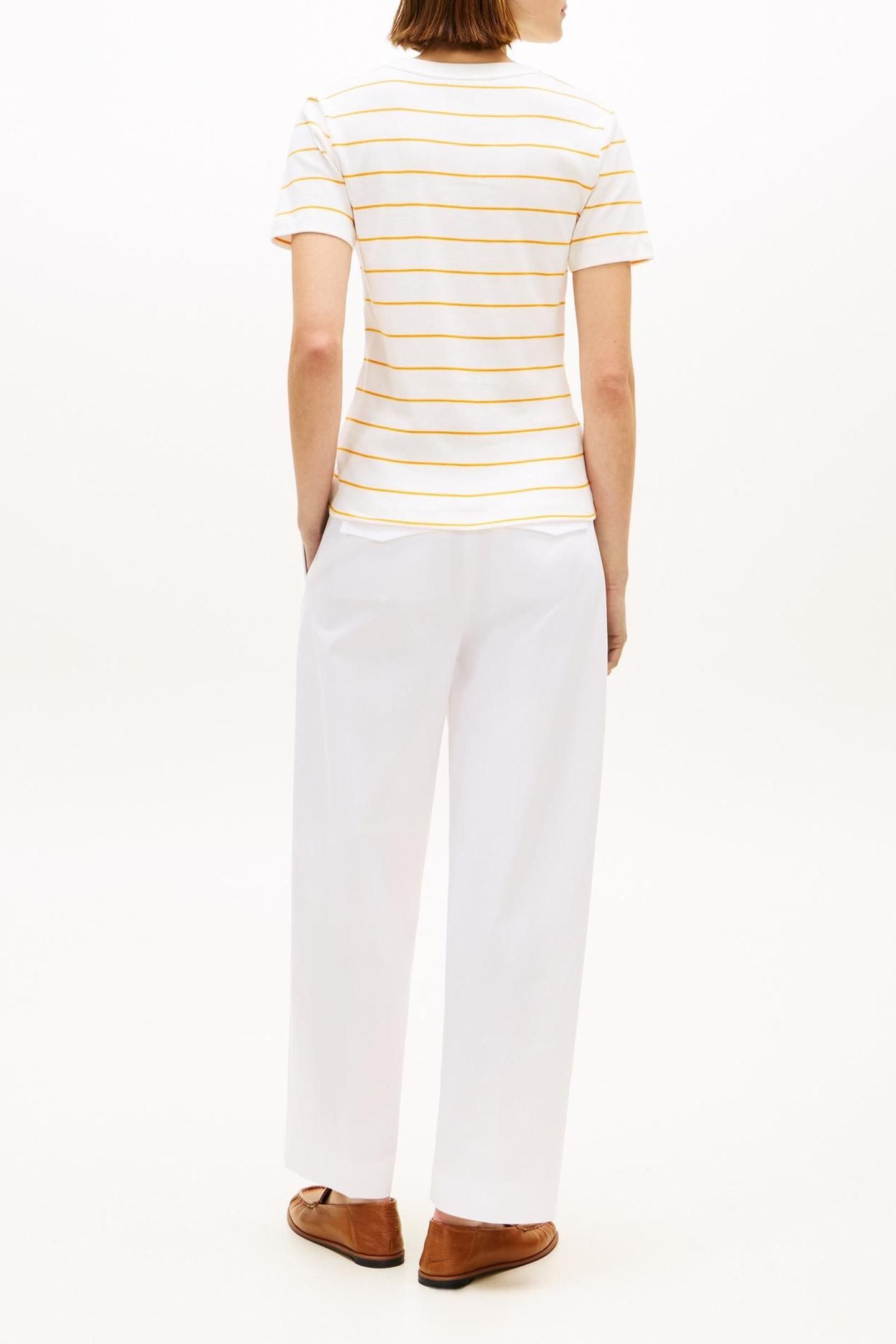 SLIM CODY V-NECK SS FINE ECRU/ORANGE FLASH 3
