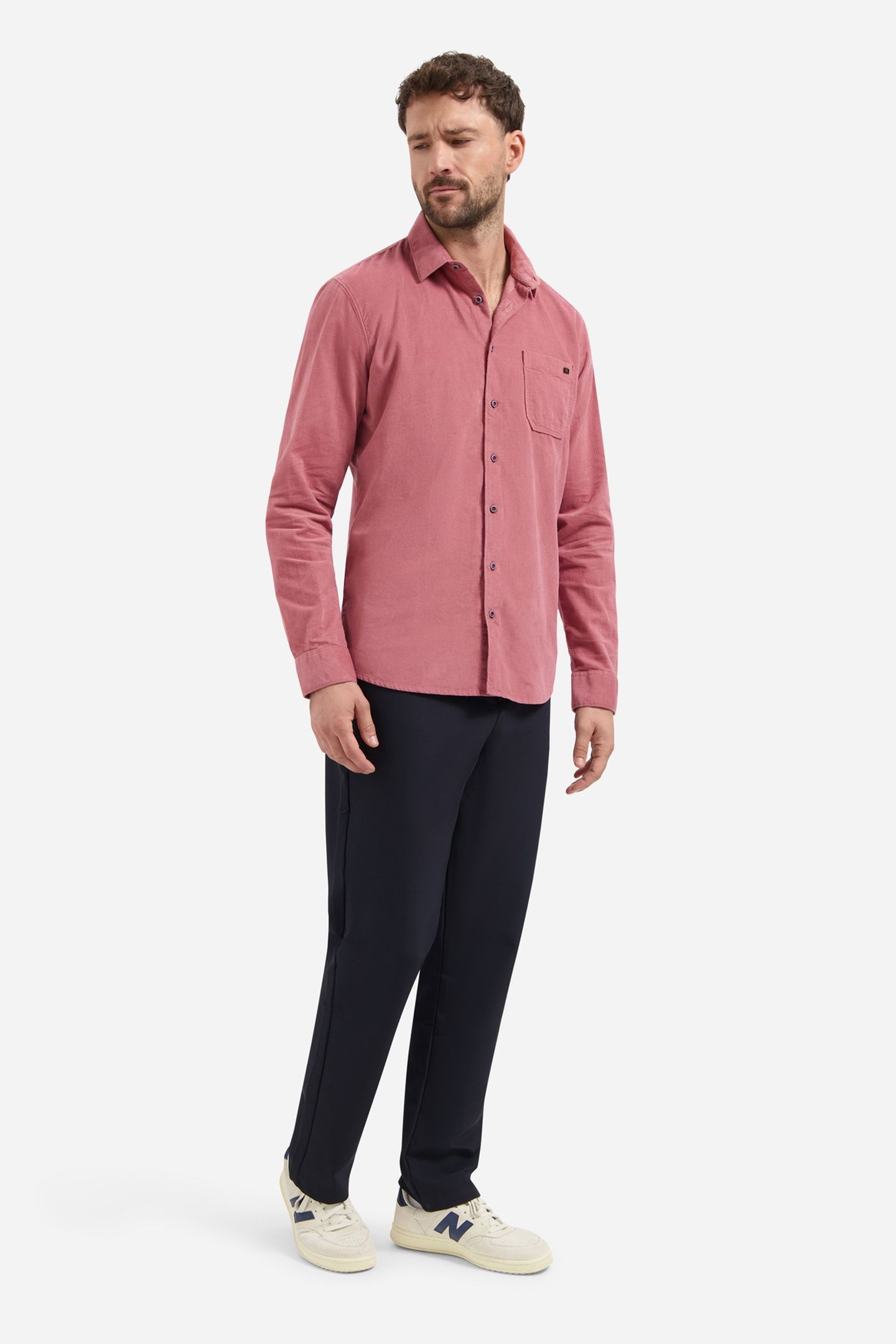 SHIRT HERRINGBONE FINE CORDUROY OLD PINK 3