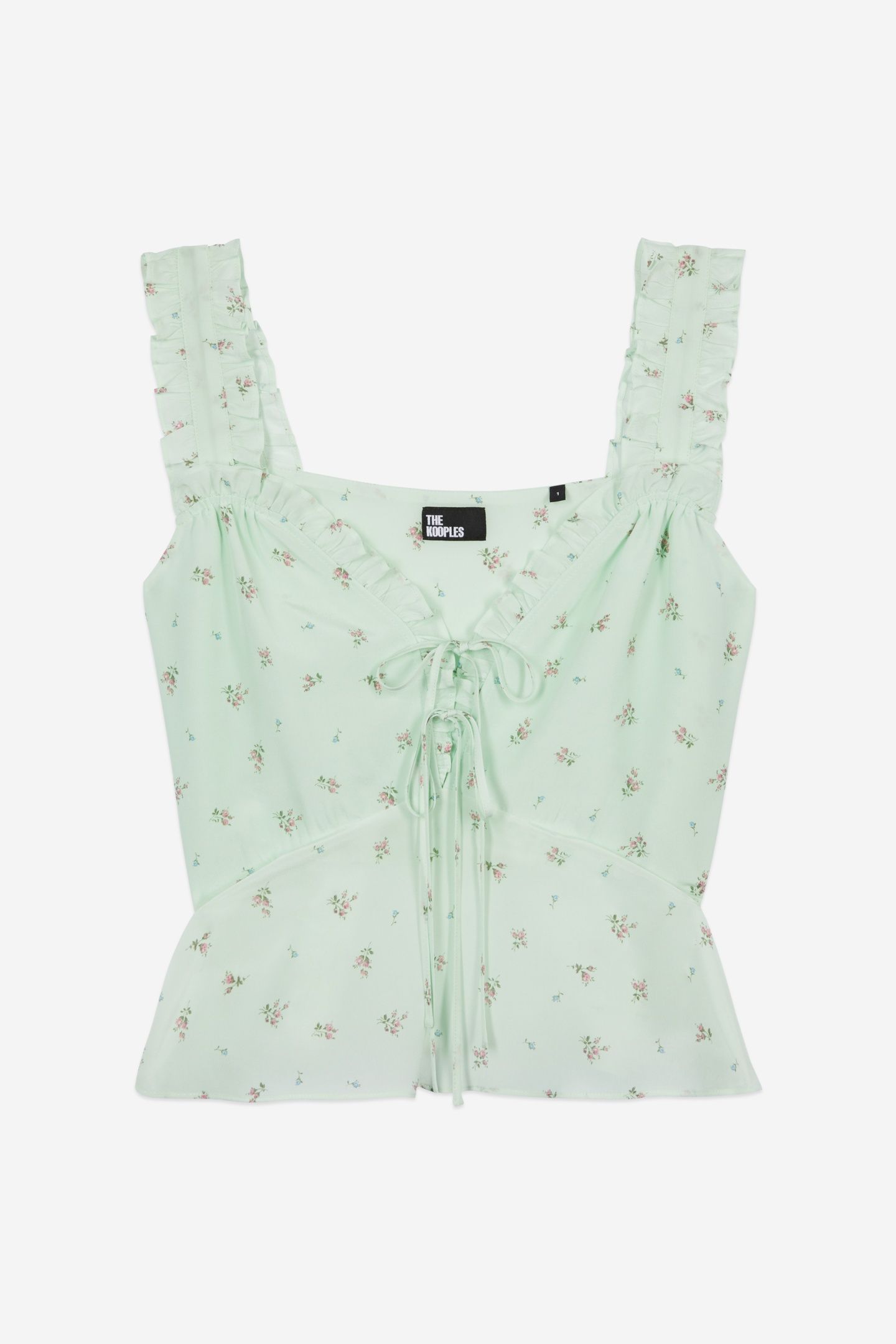 TOP WITH STRAPS AND RUFFLES GREEN 5