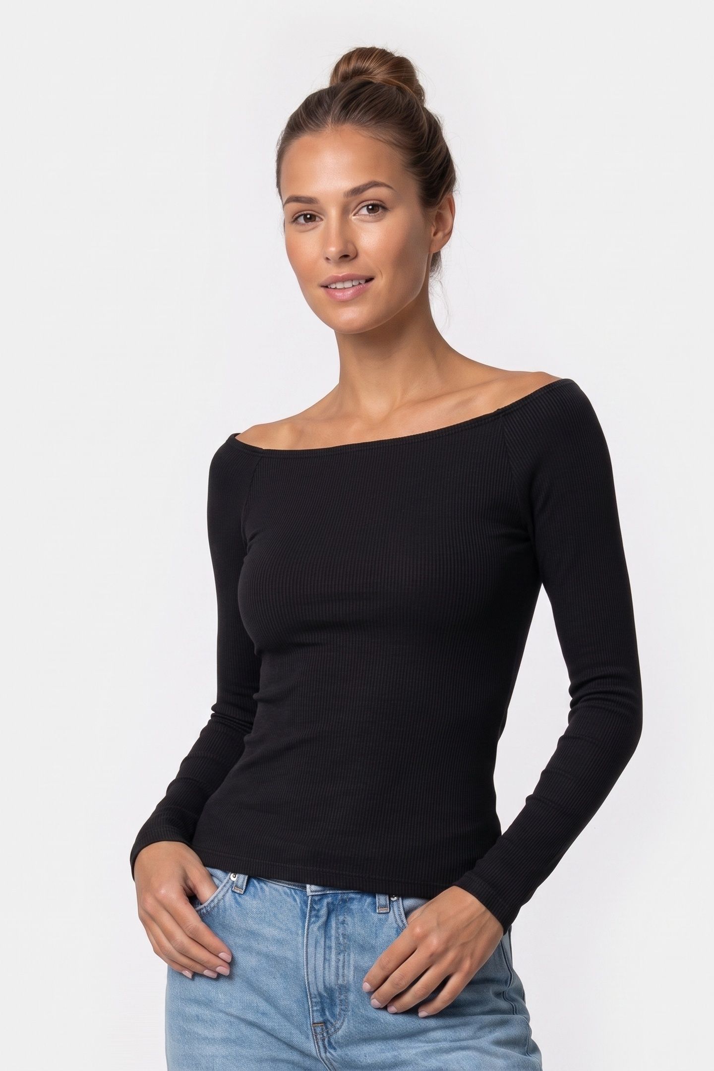 MANANA OFF SHOULDER TOP BLACK 1