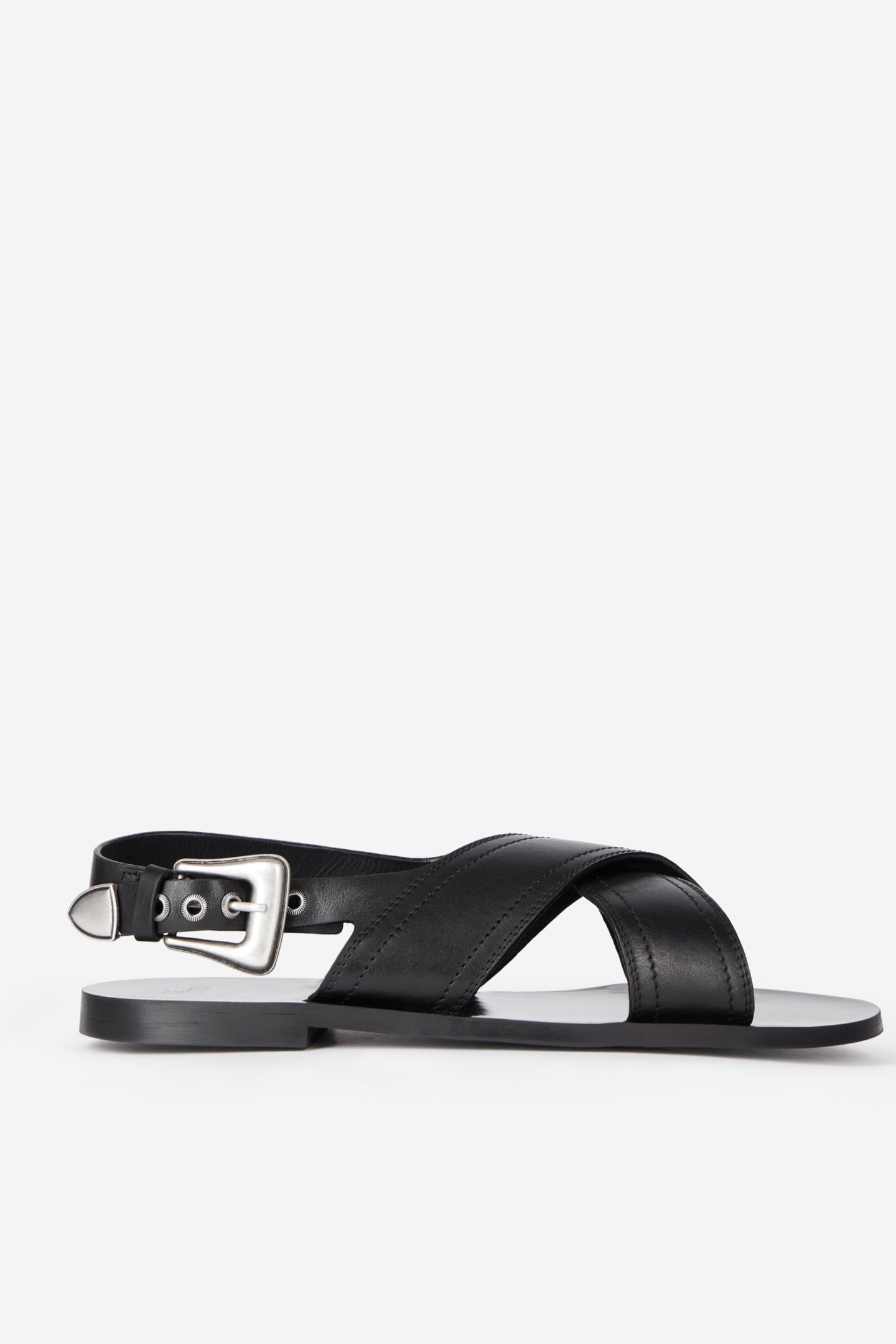 FLAT STRAPS IN SMOOTH LEATHER BLACK 1