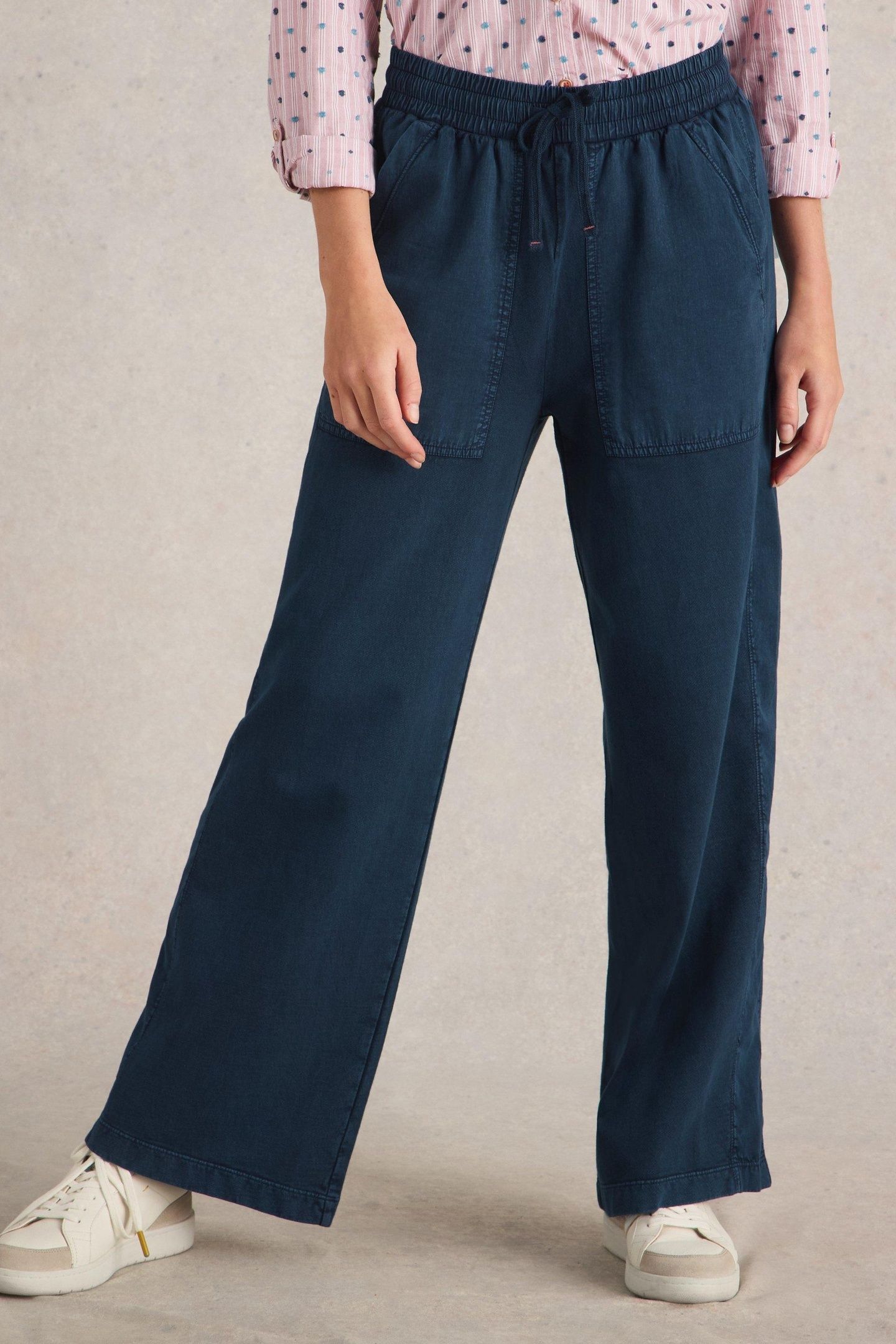 AVA WIDE LEG JERSEY JOGGER MID DENIM 2