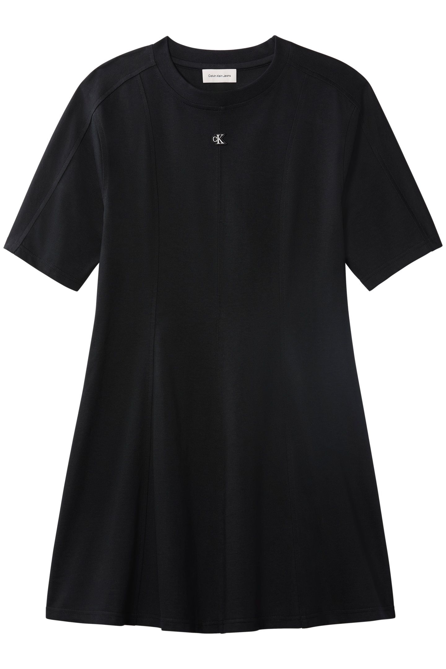 SHORT SLEEVE HEAVY JERSEY SEAM DETAIL DRESS BLACK 4
