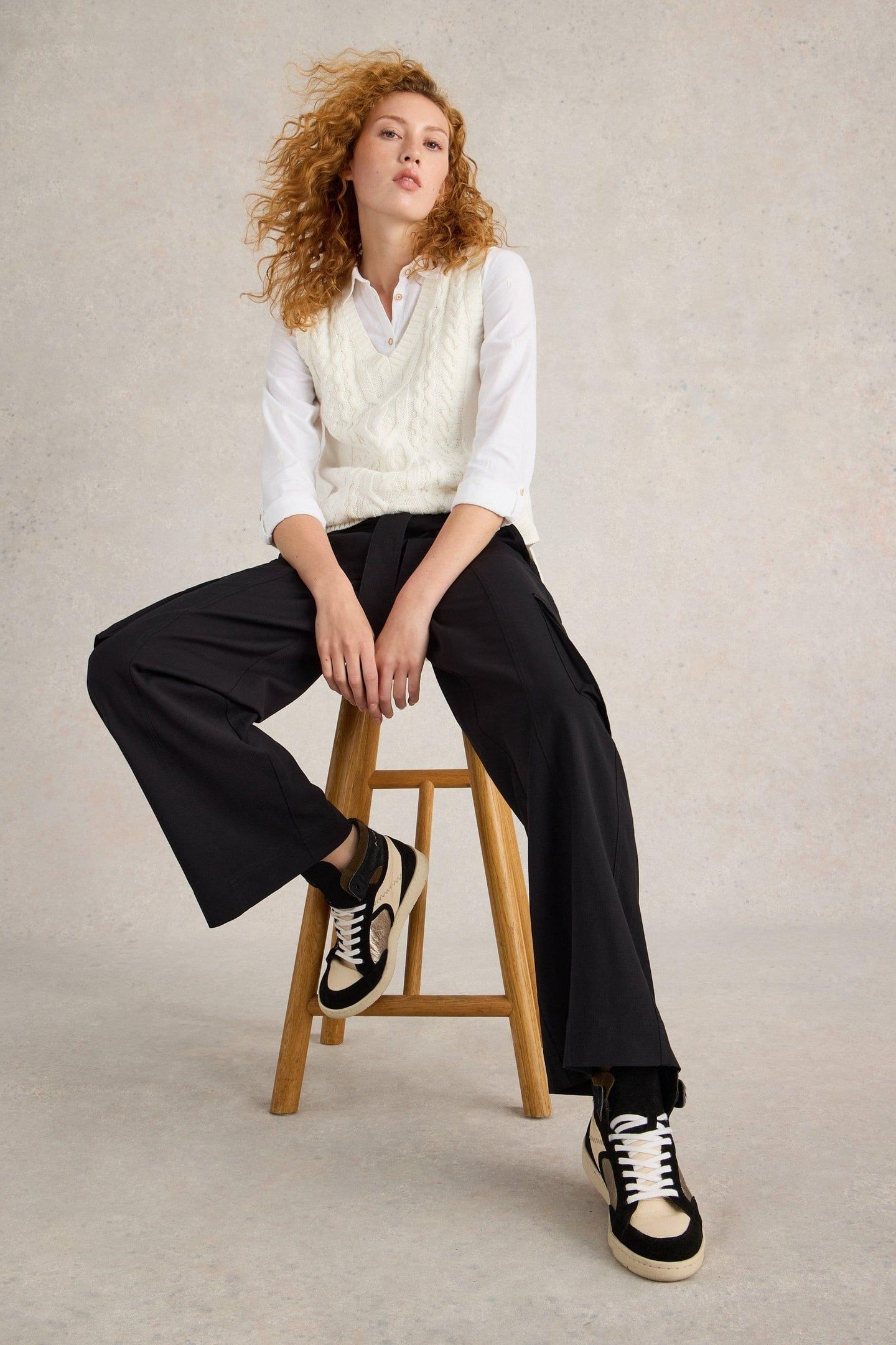 FERN WIDE LEG CARGO TROUSER PURE BLACK 2