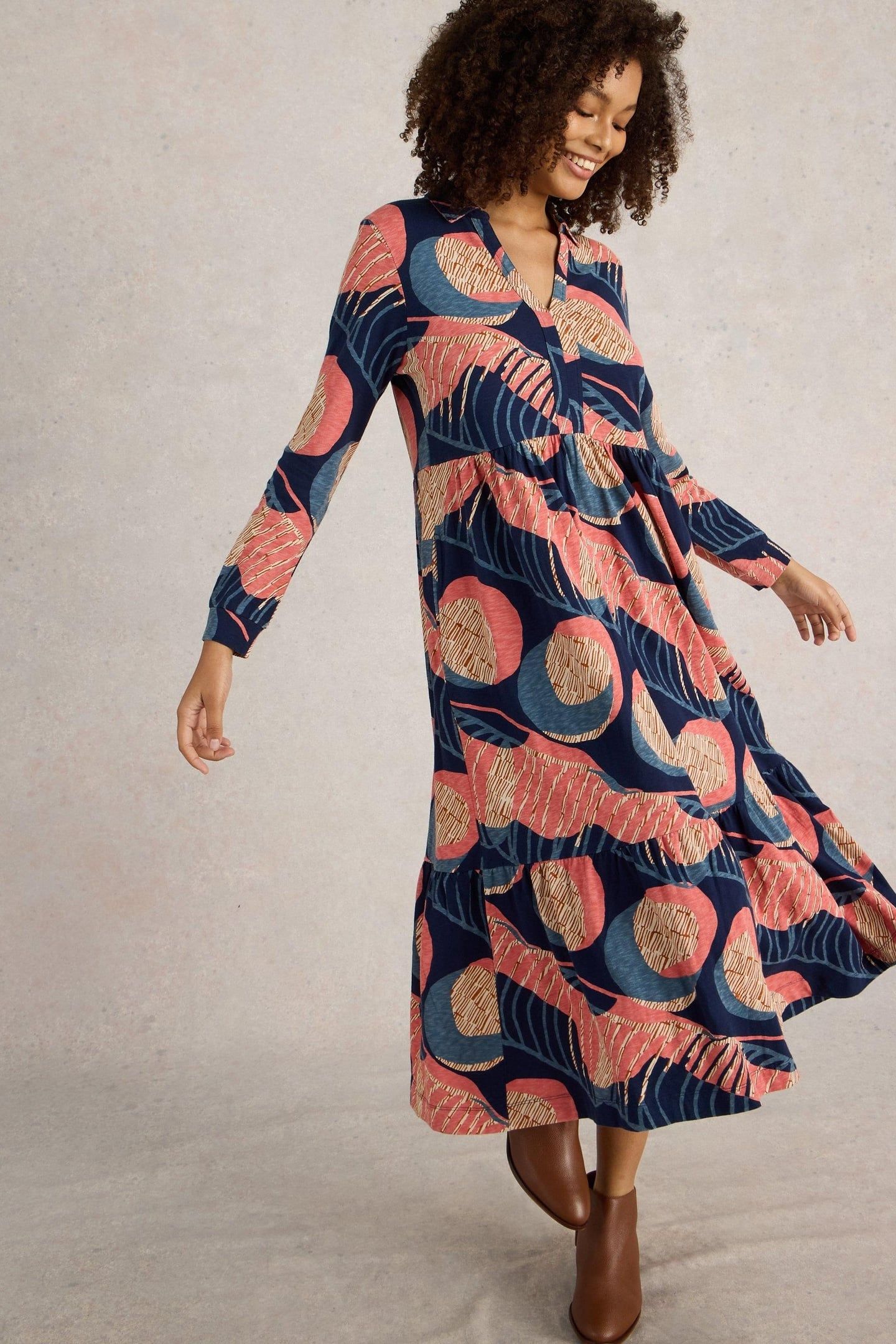 AIMEE JERSEY DRESS NAVY MULTI 3