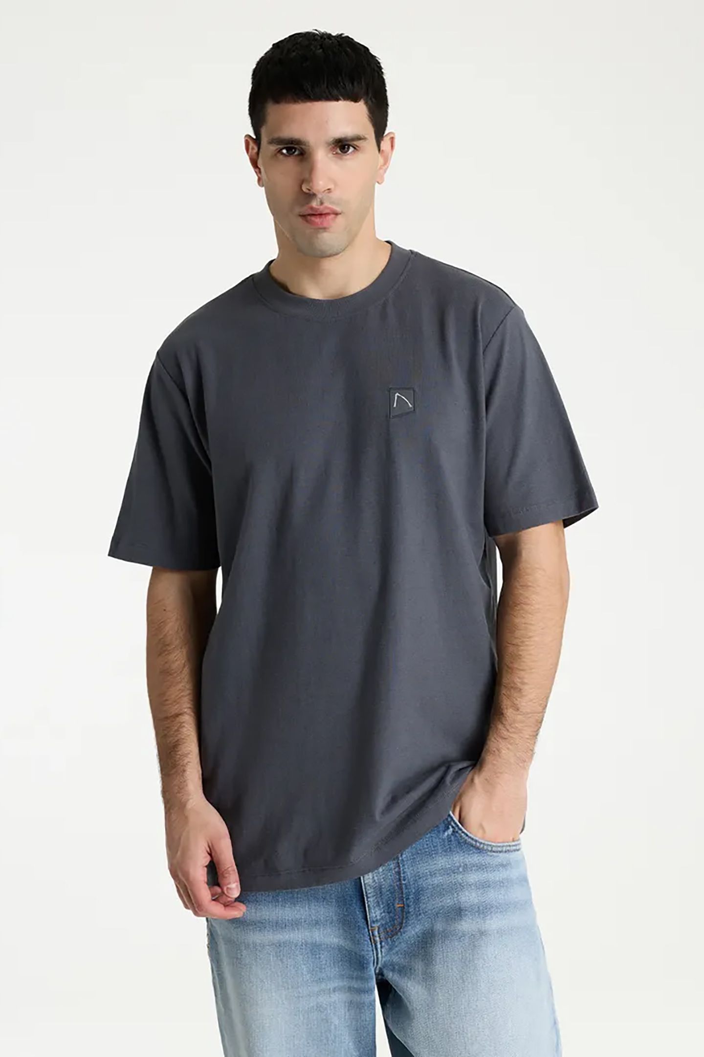 ETHAN LINEN T-SHIRT SHORT SLEEVE IRON GATE 1
