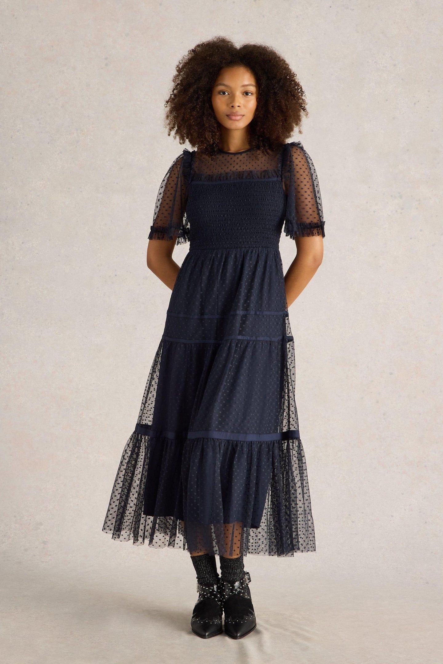 NOVA TULLE DRESS NAVY MULTI 1