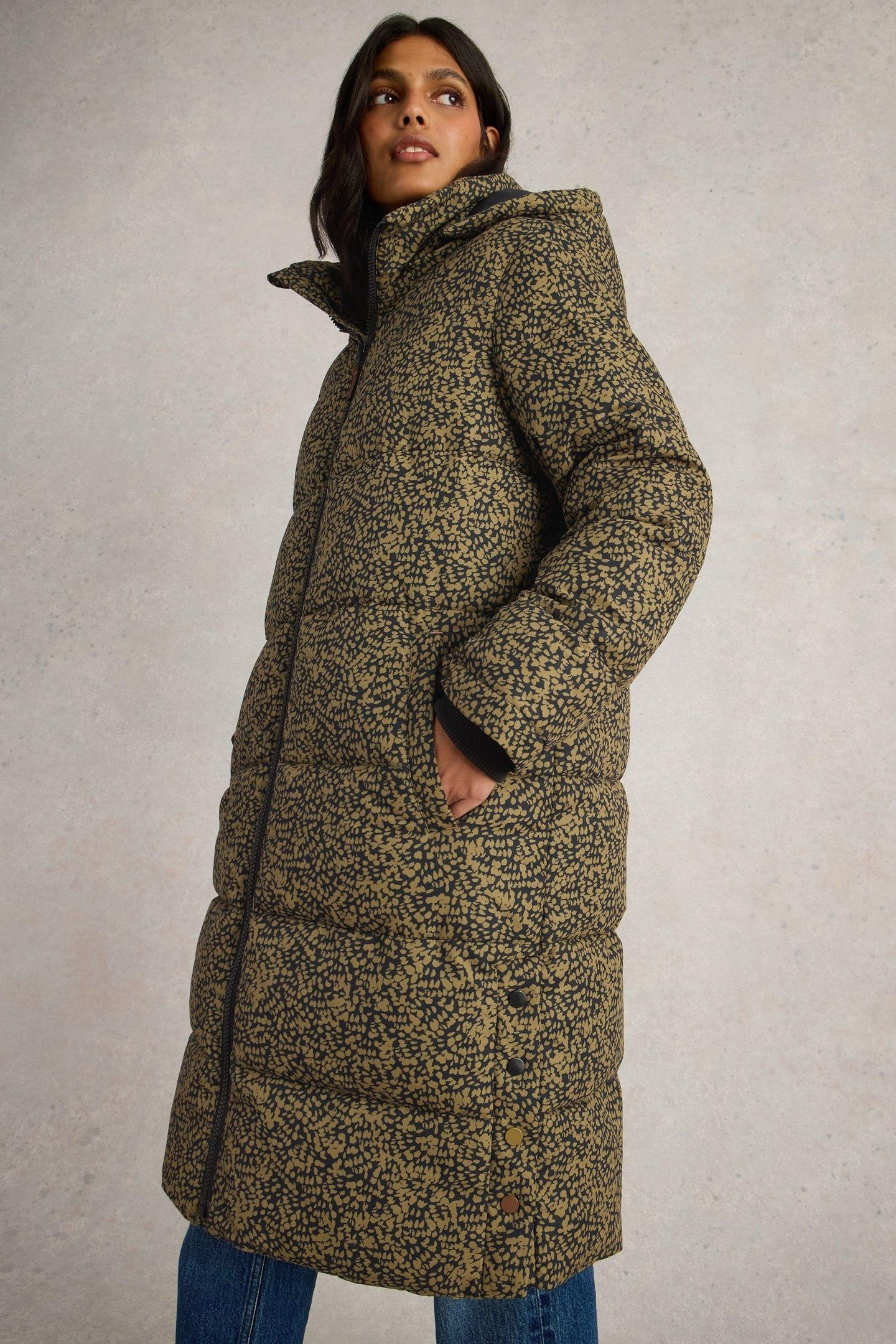ELYSE QUILTED COAT BLACK PRINT 2