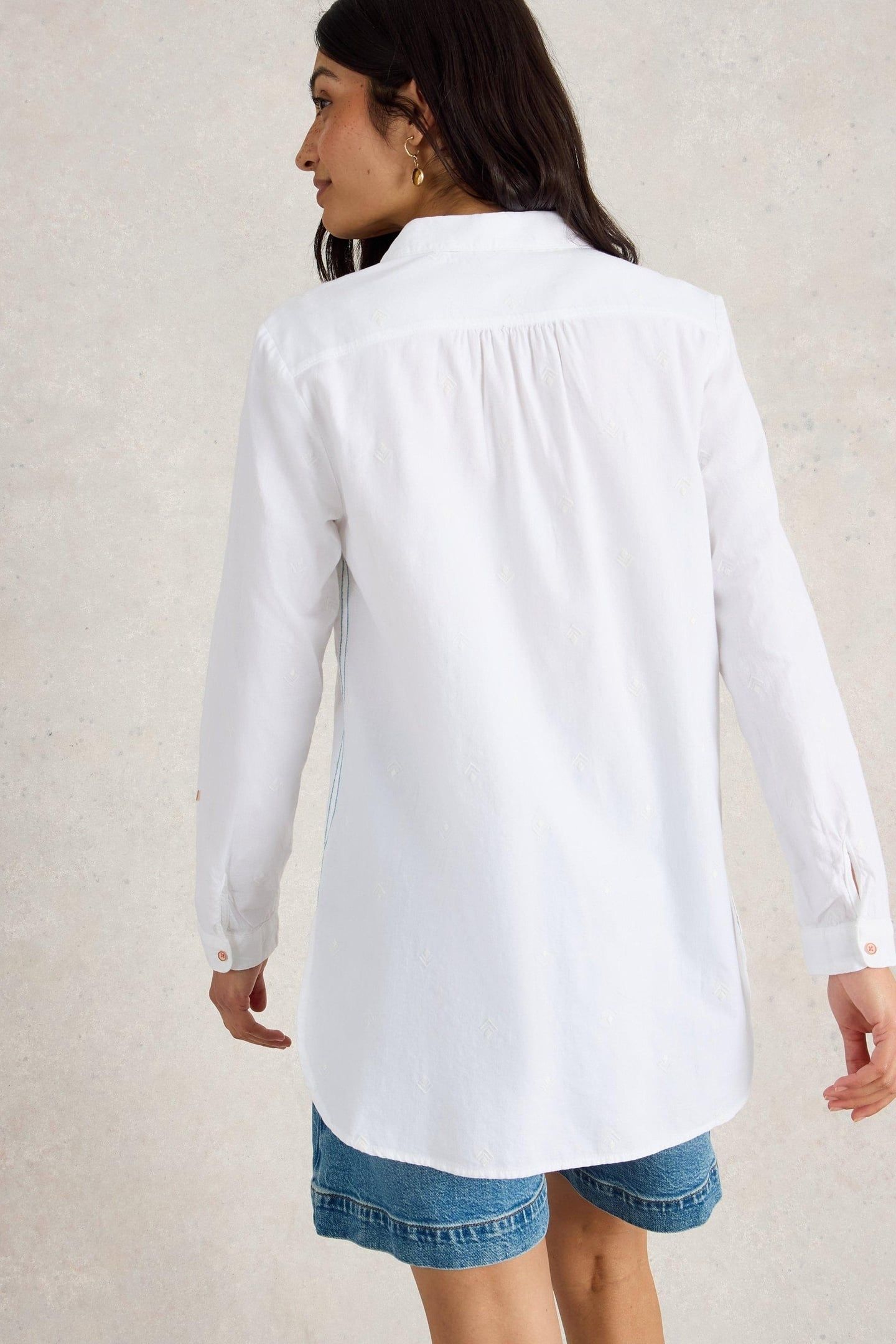 SOPHIE LONGLINE COTTON SHIRT PALE IVORY 3