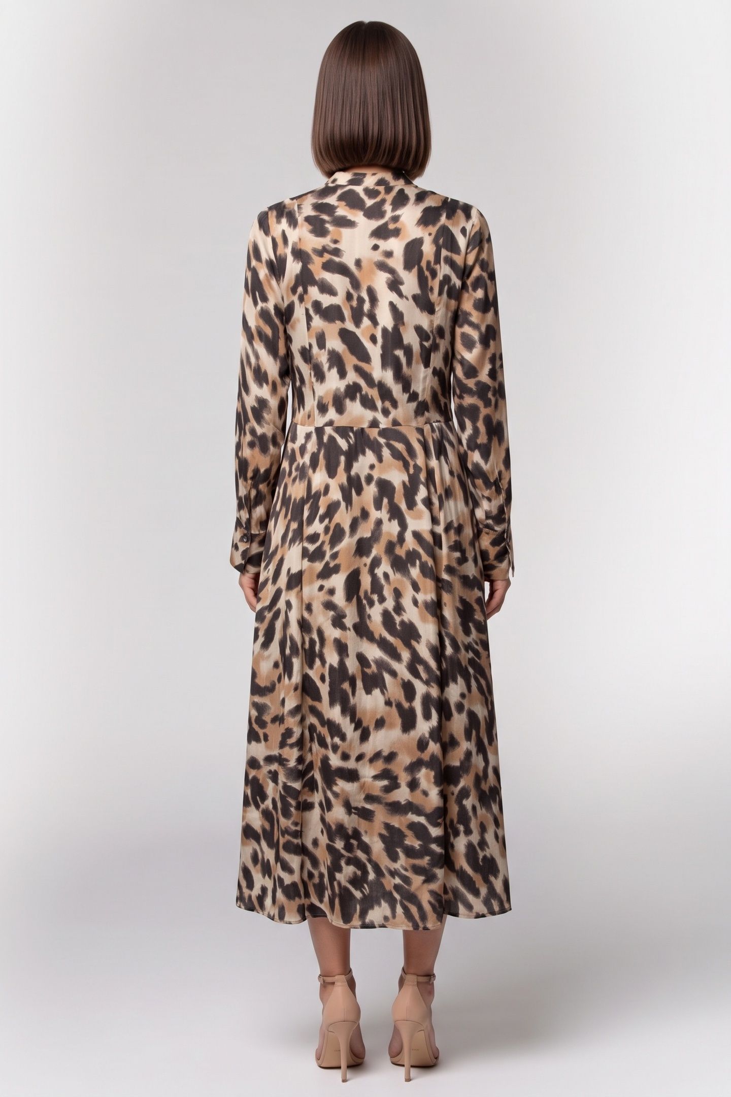 GRETA AOP DRESS BROWN 2