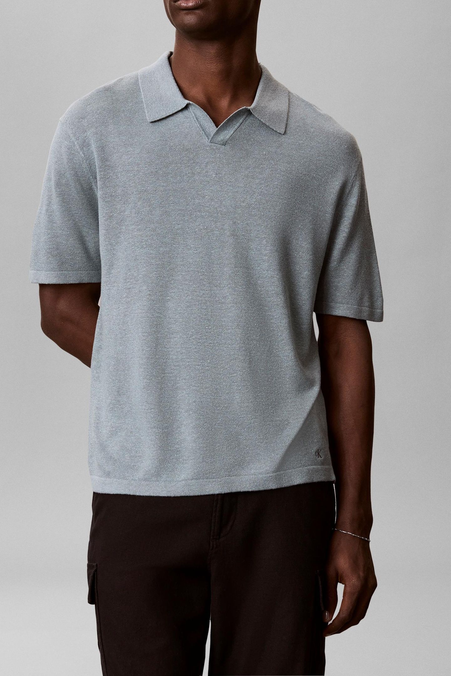 SS LINEN BLEND JOHNNY SWEATER FROSTED SPRUCE 1