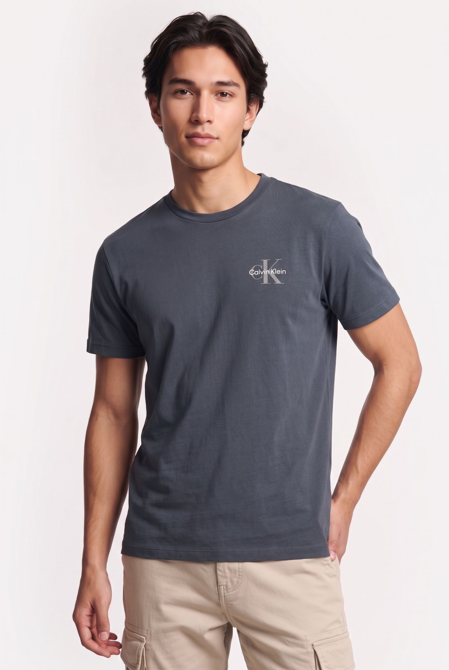 SS 30S CLASSIC MICRO MONOGRAM TEE BRIGHT WHITE/DARK SLATE 2