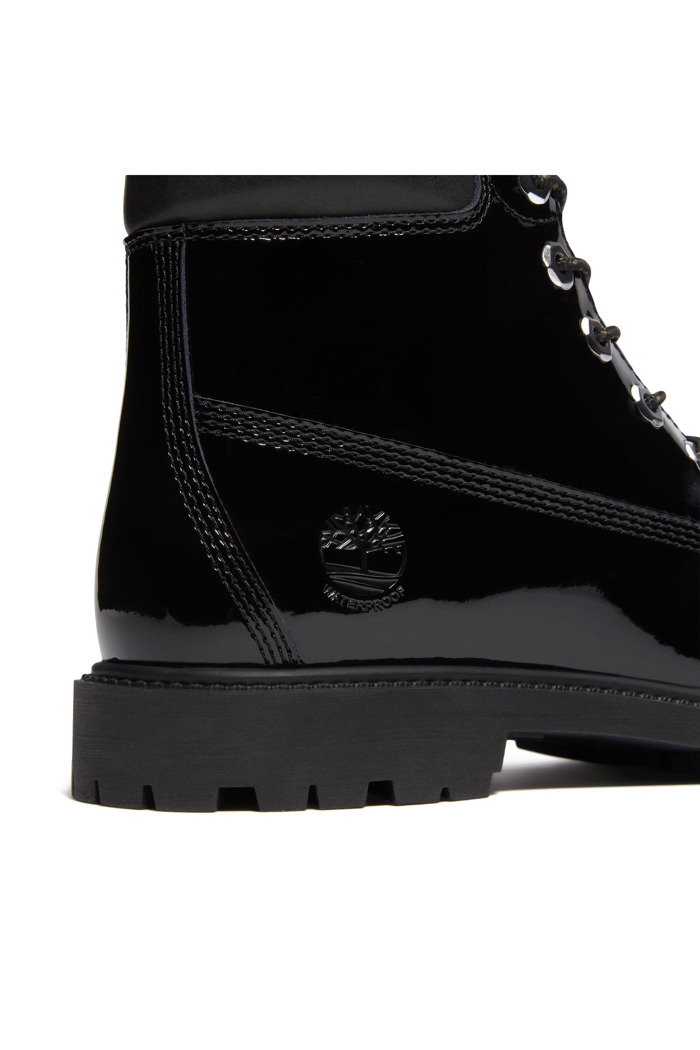 PREMIUM 6 INCH LACE UP WATERPROOF BOOT BLACK PATENT LEATHER 8