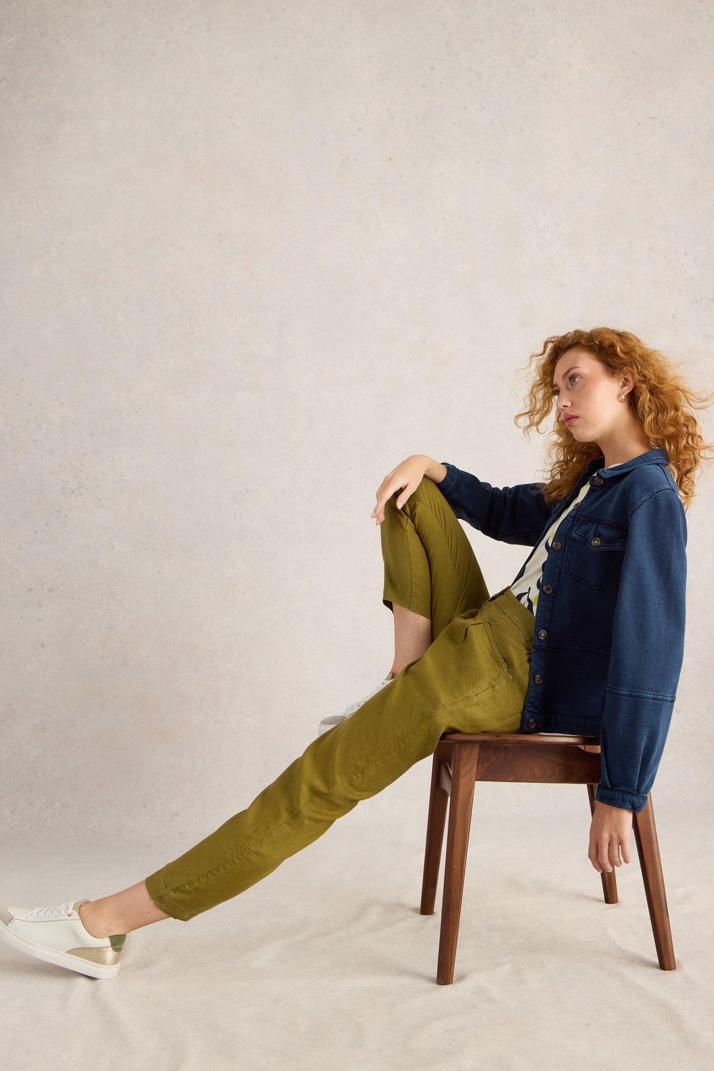 ROWENA LINEN TROUSER KHAKI GREEN 7