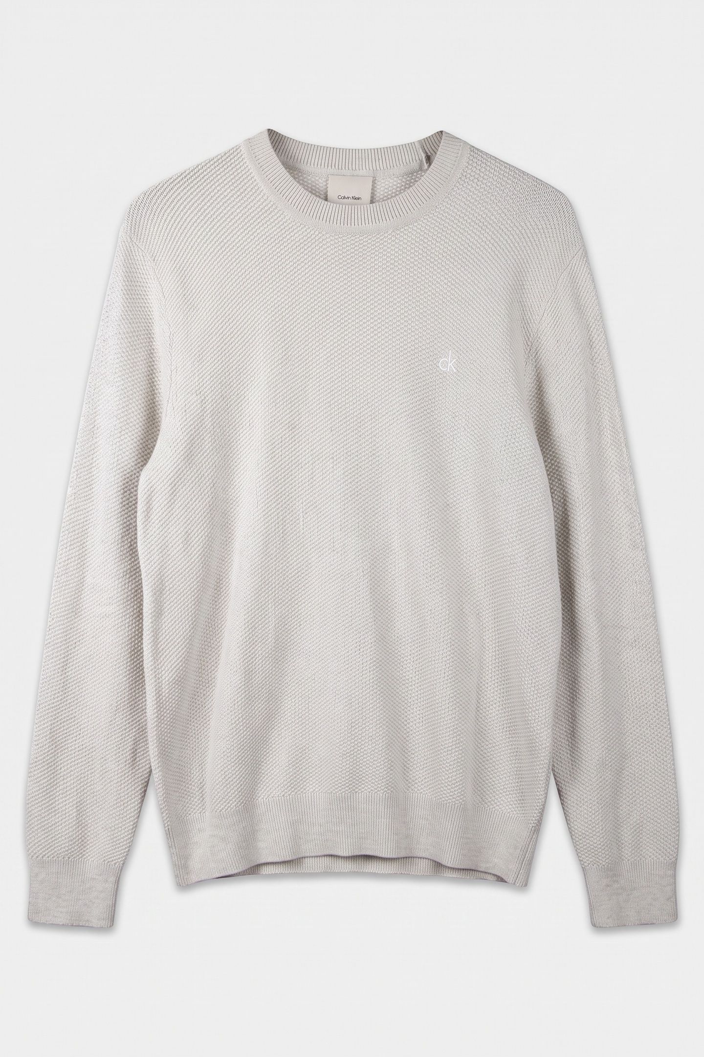 LS TEXTURED COTTON SWEATER SNOW HEATHER 3