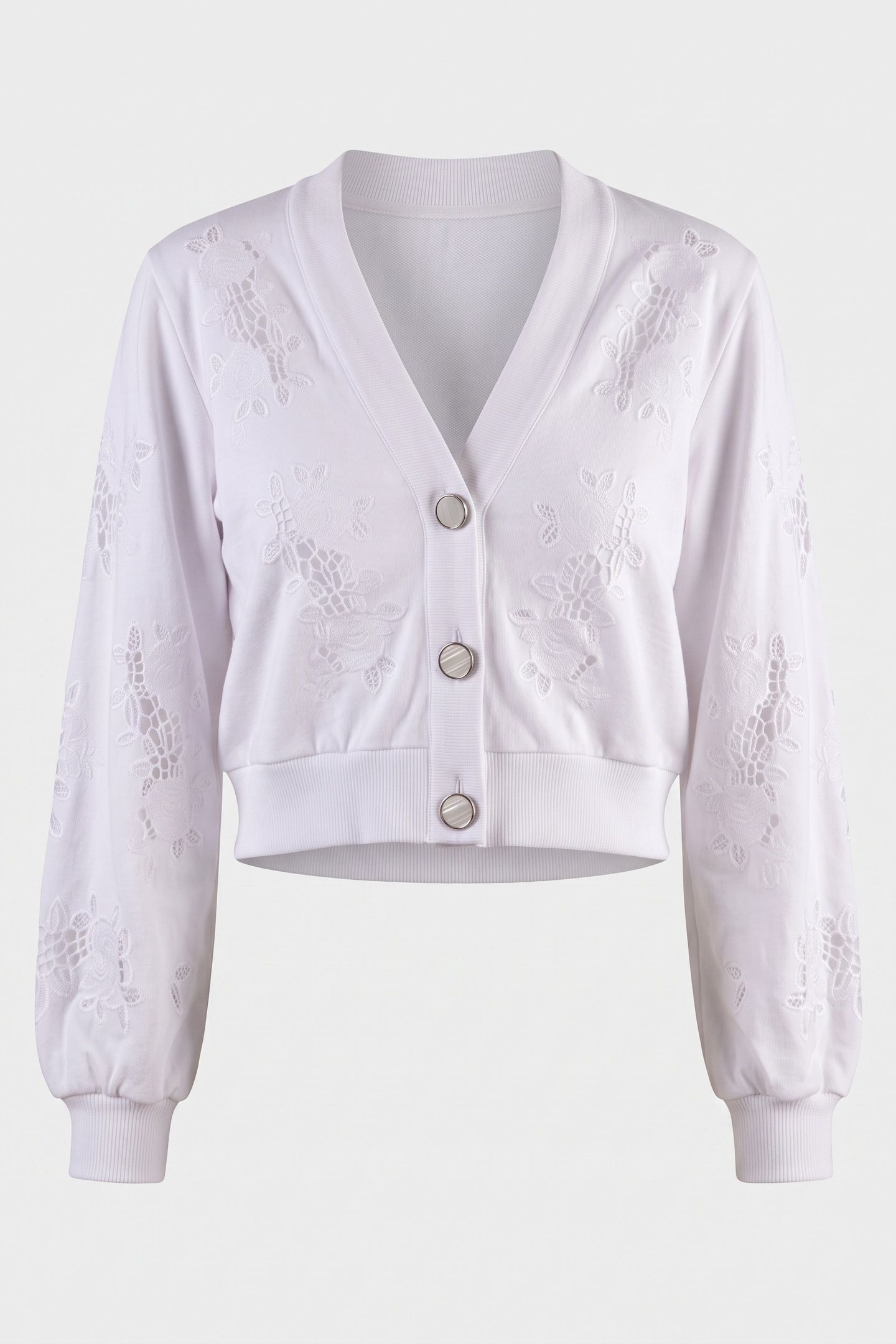 GUESS ECO LS CARDIGAN CUT OUT PURE WHITE 3