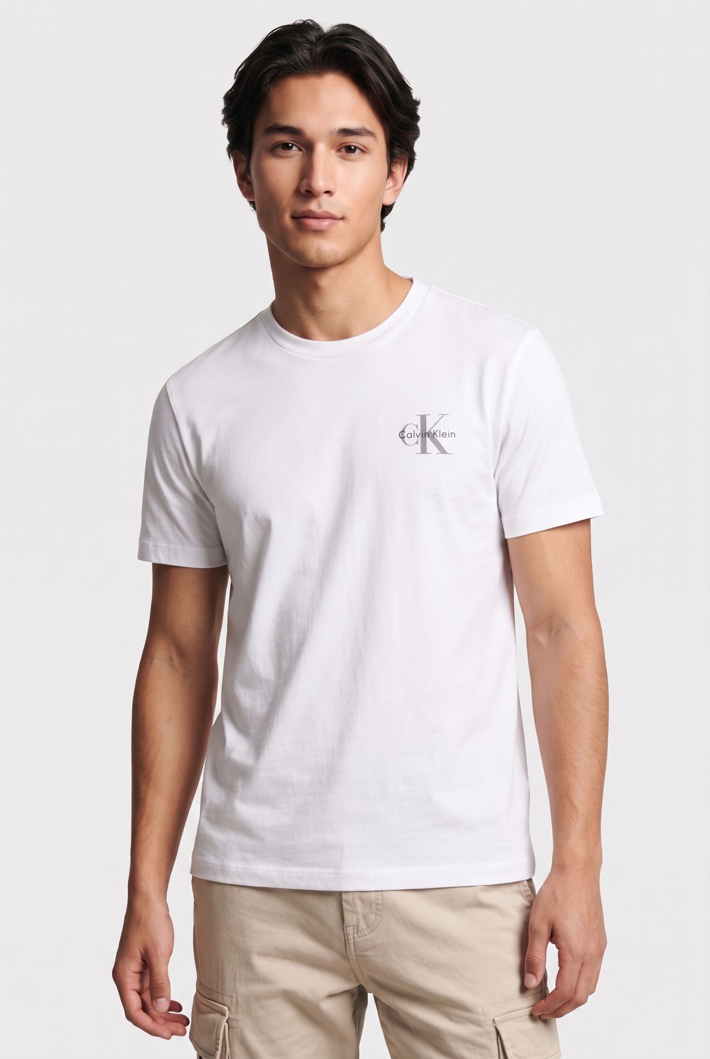 SS 30S CLASSIC MICRO MONOGRAM TEE BRIGHT WHITE/DARK SLATE 3