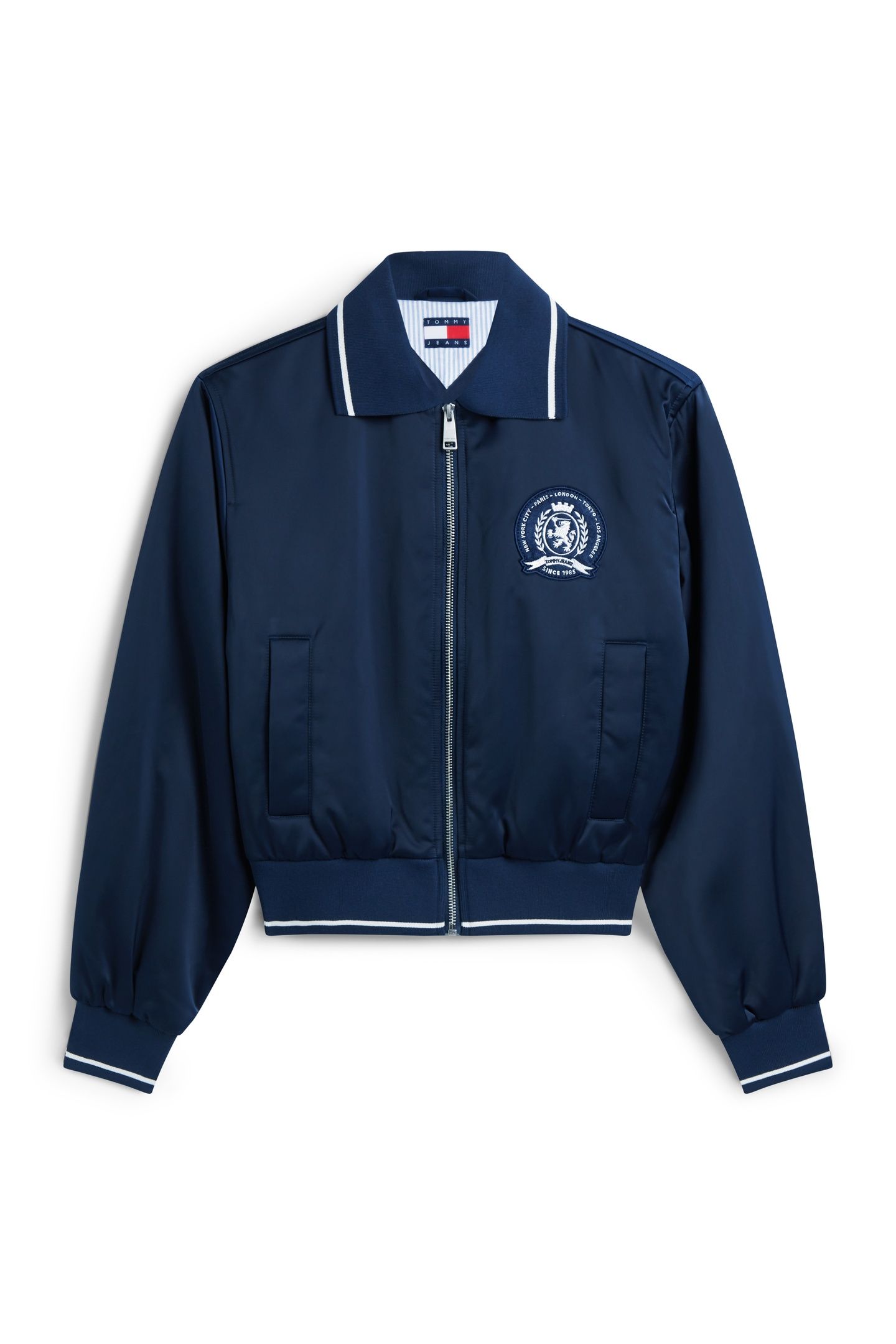 COLLAR SATIN VARSITY JACKET DARK NIGHT NAVY 4