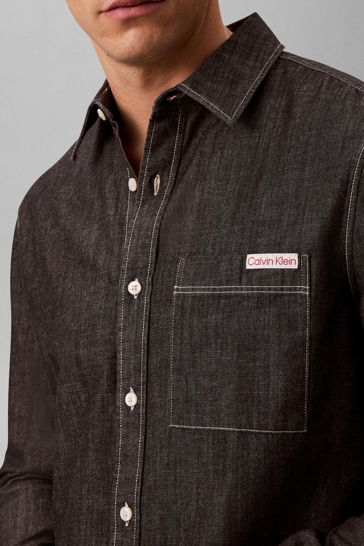 LONG SLEEVE CHAMBRAY CLASSIC SHIRT BLACK 4