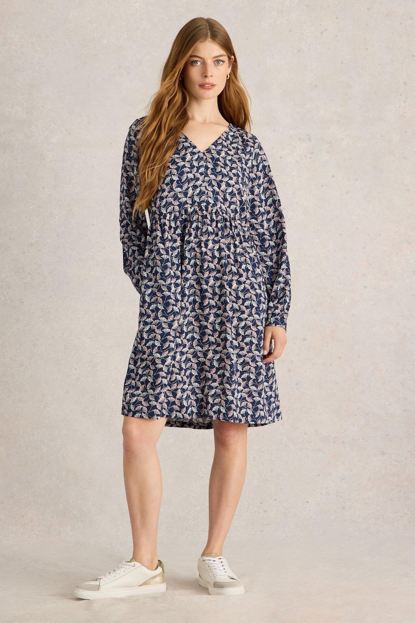 PENELOPE ECO VERO DRESS NAVY PRINT 1