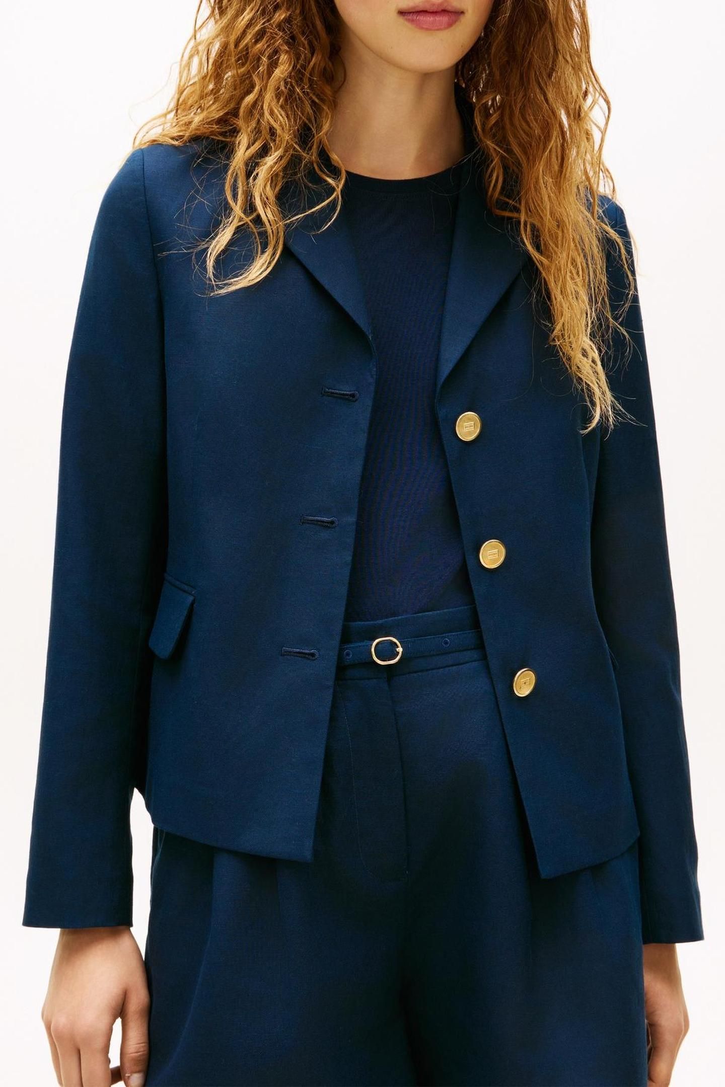 LINEN BLEND SLIM BLAZER DARK NIGHT NAVY 3